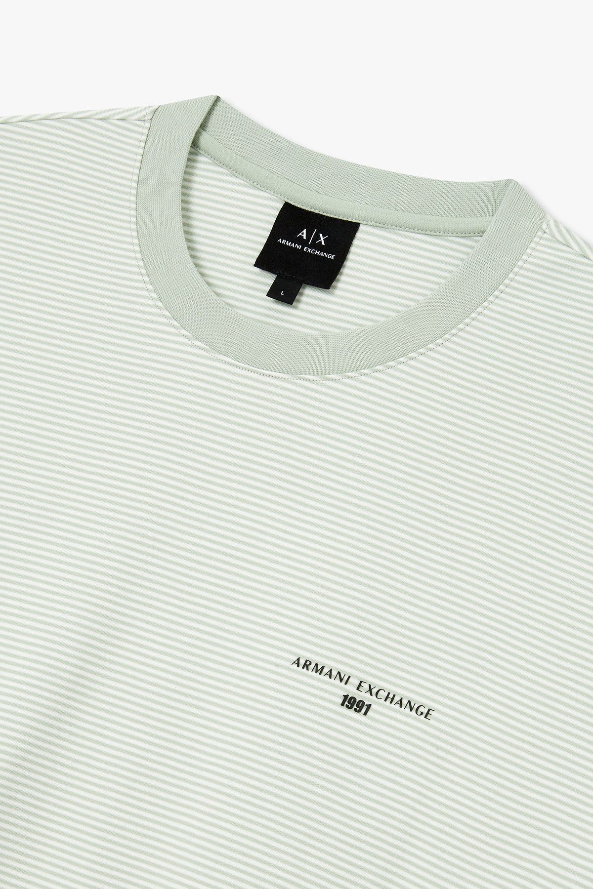 아르마니 익스체인지(ARMANI EXCHANGE) 남성 스트라이프 크루넥 티셔츠_라이트 민트 A415331017