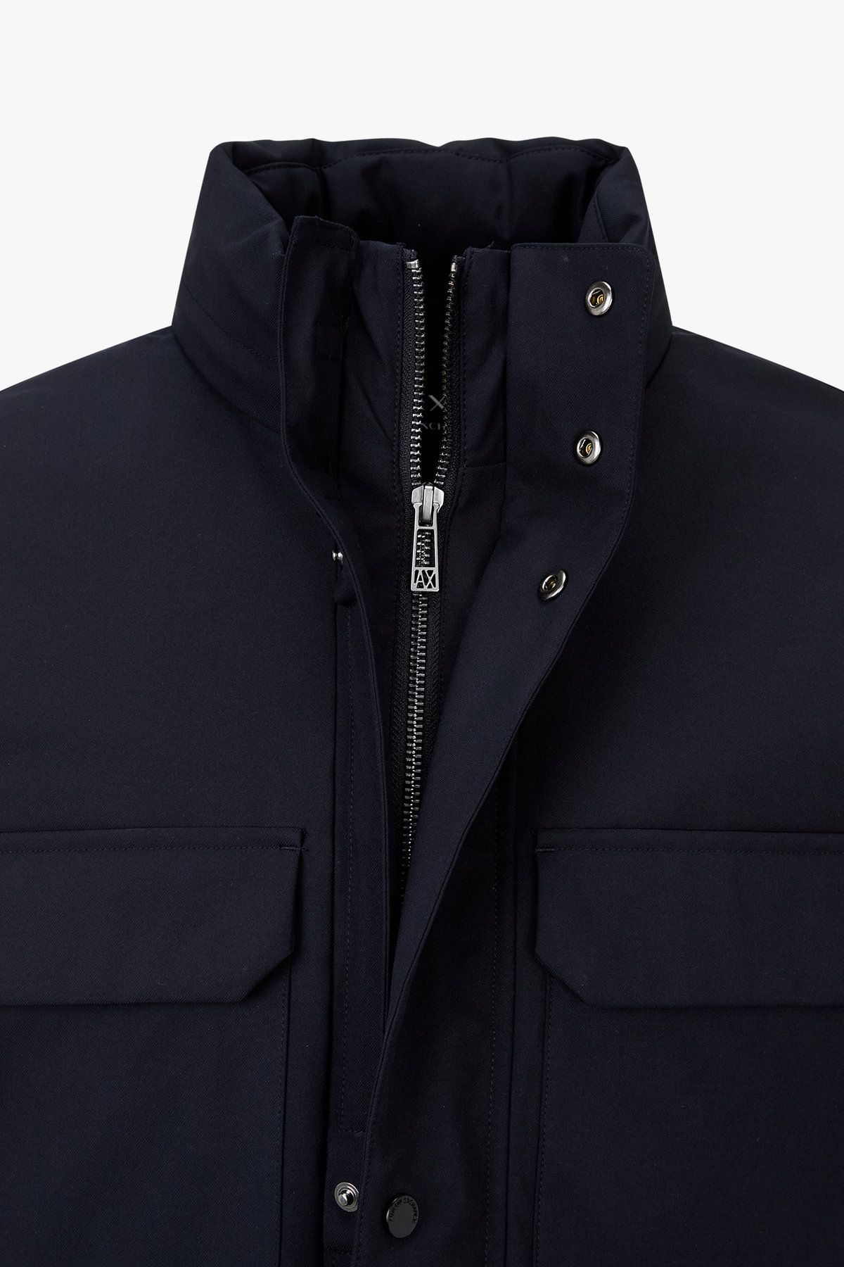 아르마니 익스체인지(ARMANI EXCHANGE) 남성 플랩 포켓 히든 후디드 자켓_다크 네이비 A415310018