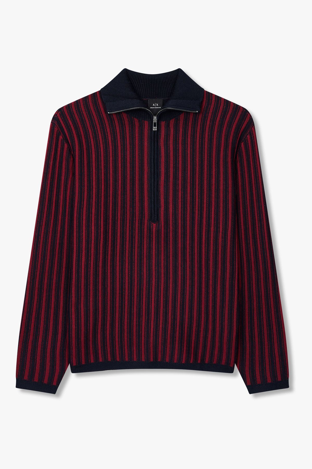 아르마니 익스체인지(ARMANI EXCHANGE) 남성 하프 집업 스트라이프 니트_05 가르넷 A415332010