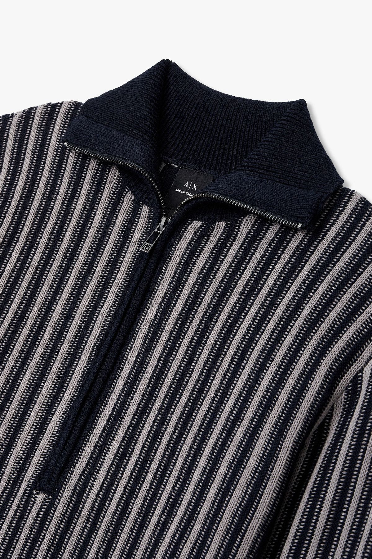 아르마니 익스체인지(ARMANI EXCHANGE) 남성 하프 집업 스트라이프 니트_그레이 A415332011