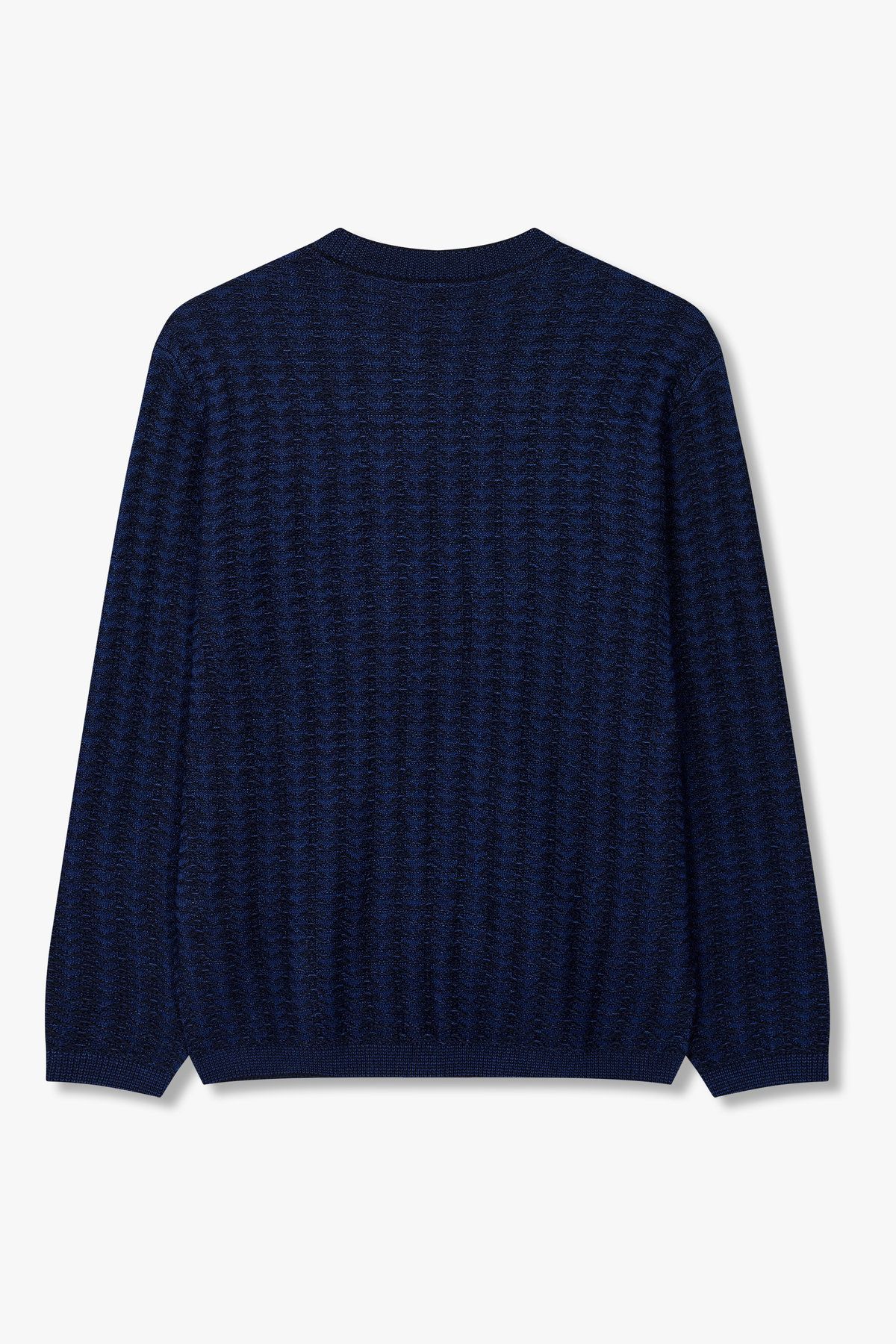 아르마니 익스체인지(ARMANI EXCHANGE) 남성 울 블렌드 엠보 롱 슬리브 니트_다크 네이비 A415332012
