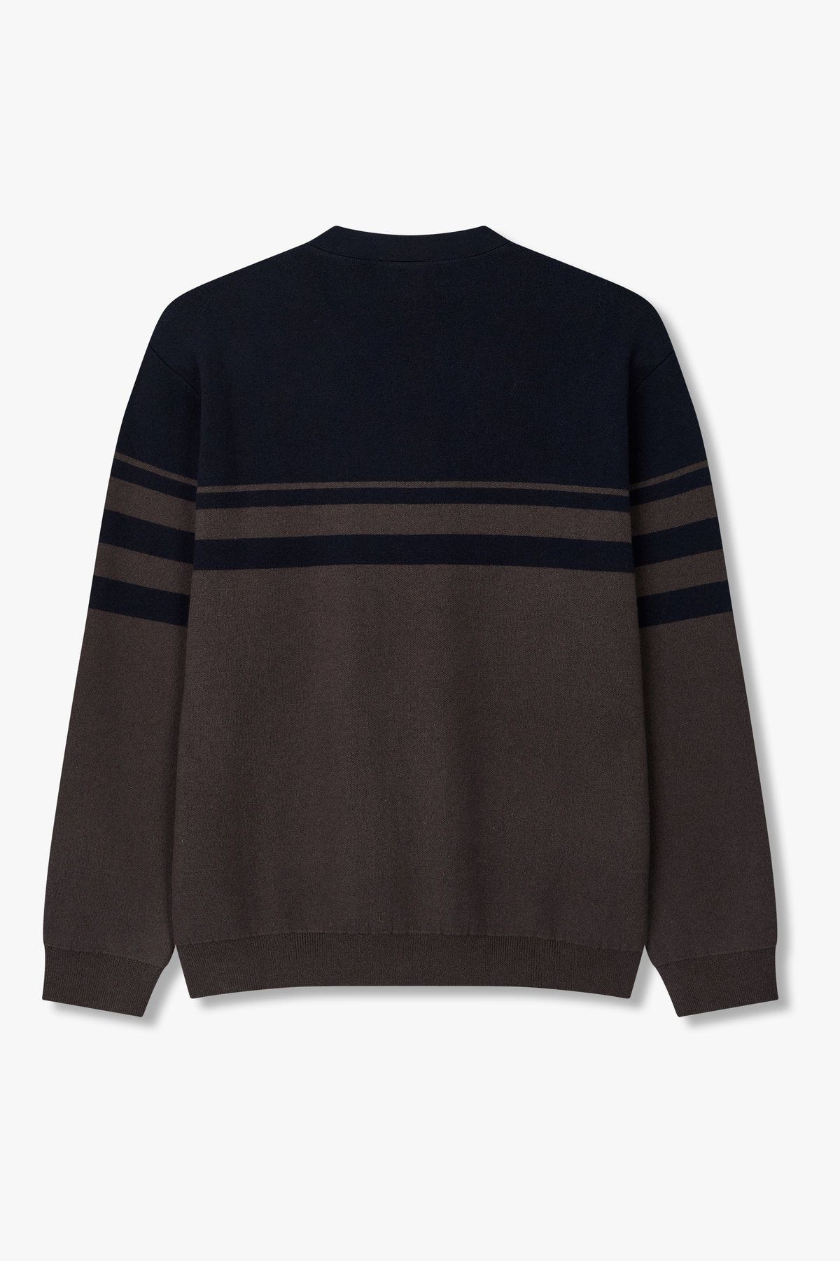 아르마니 익스체인지(ARMANI EXCHANGE) 남성 배색 브이넥 집업 니트 가디건_다크 네이비 A415332019