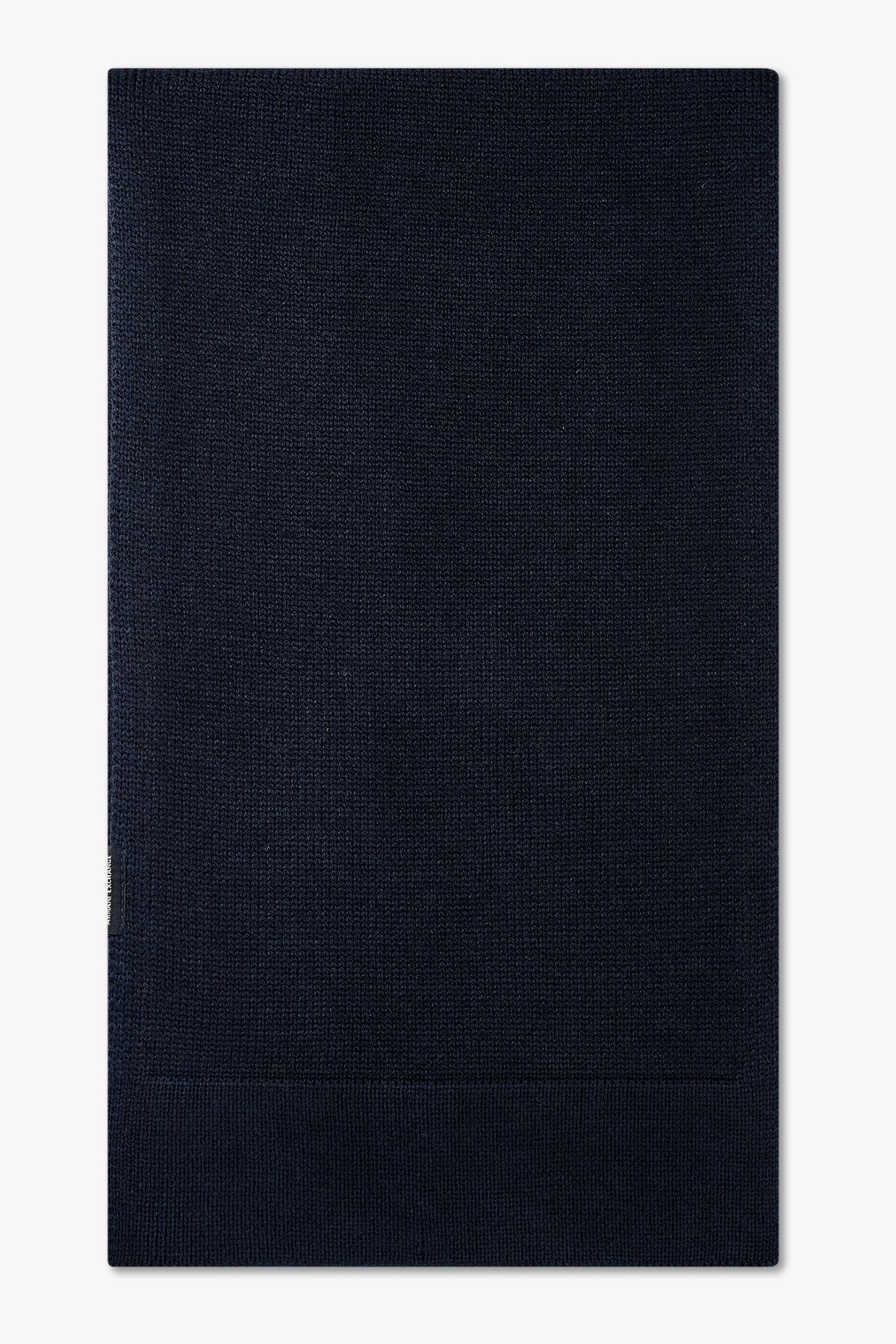 아르마니 익스체인지(ARMANI EXCHANGE) 남성 로고 라벨 니트 스카프_다크 네이비 A415376002