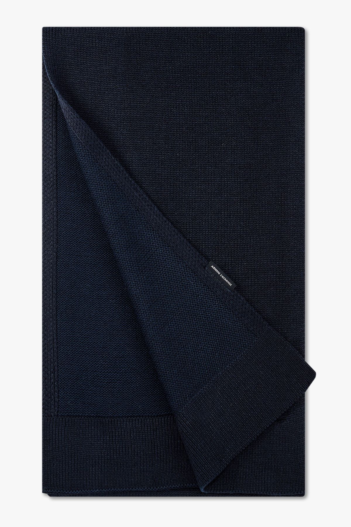 아르마니 익스체인지(ARMANI EXCHANGE) 남성 로고 라벨 니트 스카프_다크 네이비 A415376002