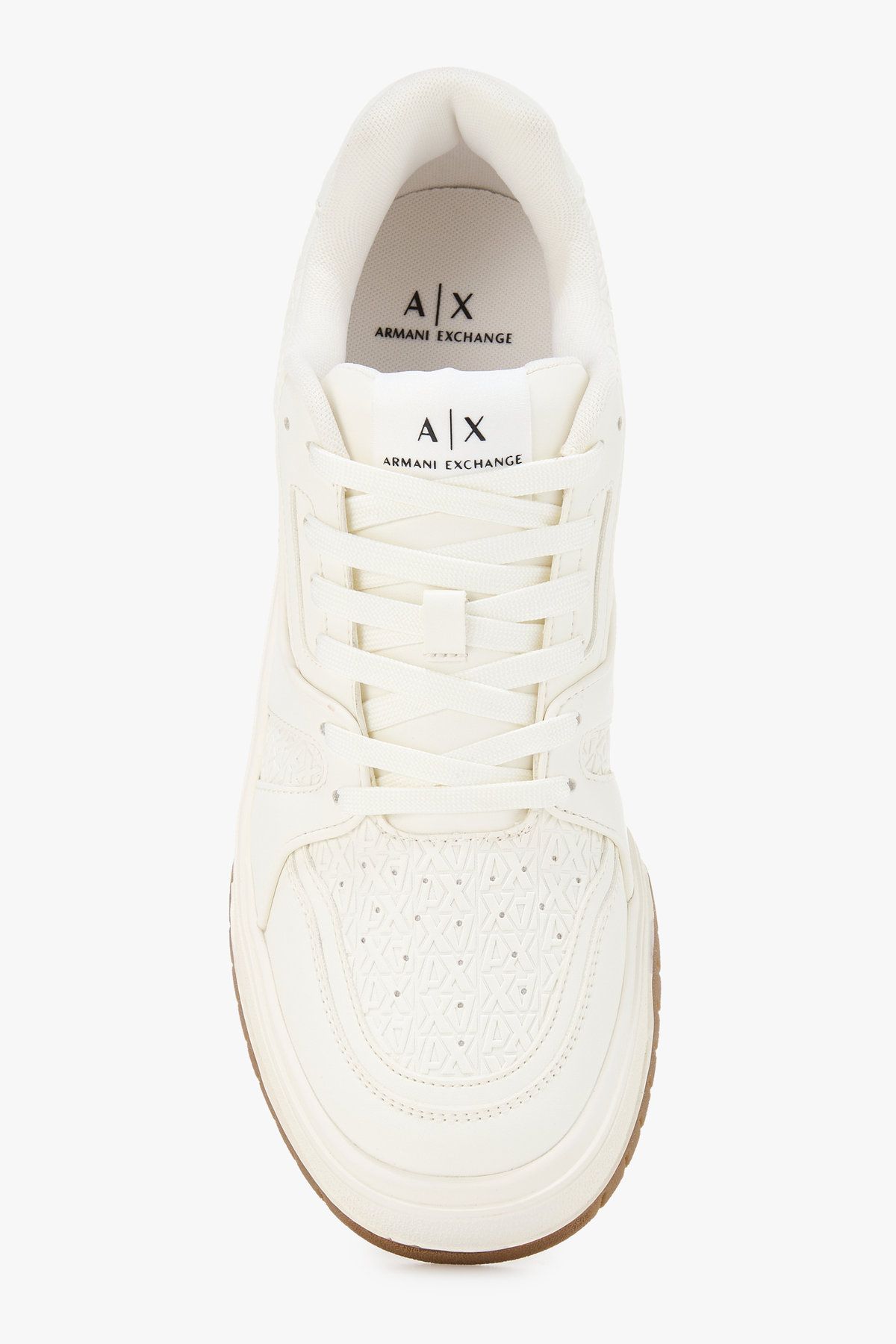 아르마니 익스체인지(ARMANI EXCHANGE) 남성 엠보싱 로고 패턴 스니커즈_오프 화이트 A415375005
