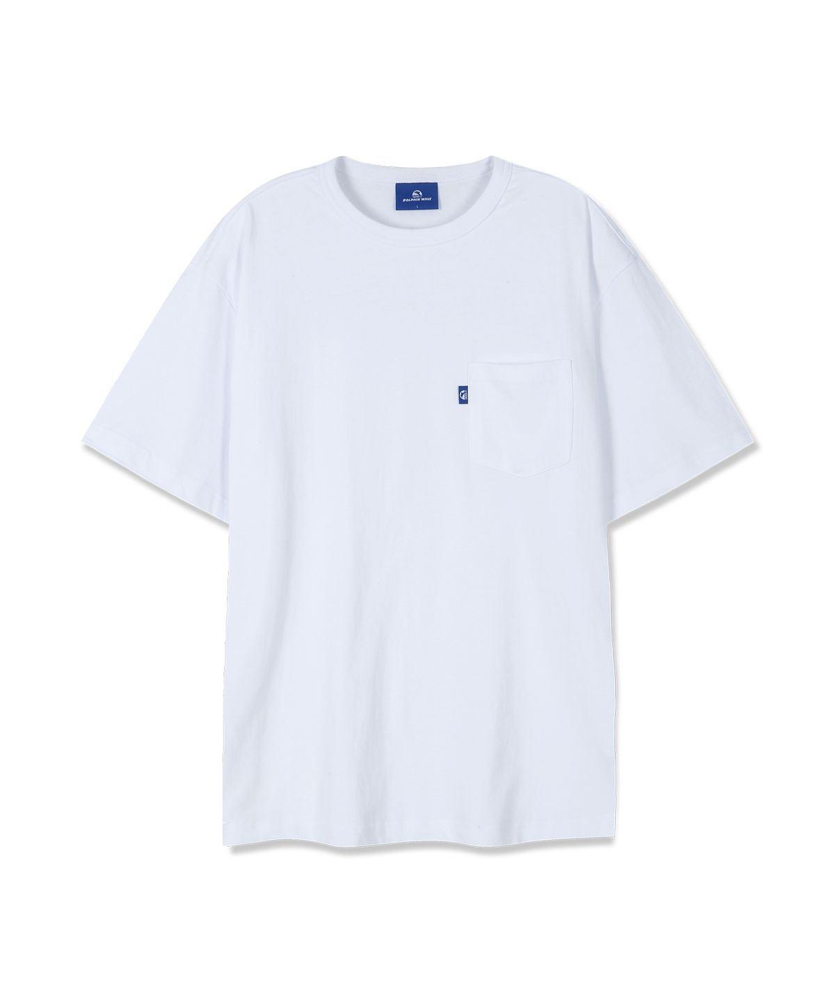 돌핀웨이브어패럴(DOLPHIN WAVE APPAREL) 돌핀 포켓 백프린트 랍바 반팔 티셔츠  화이트