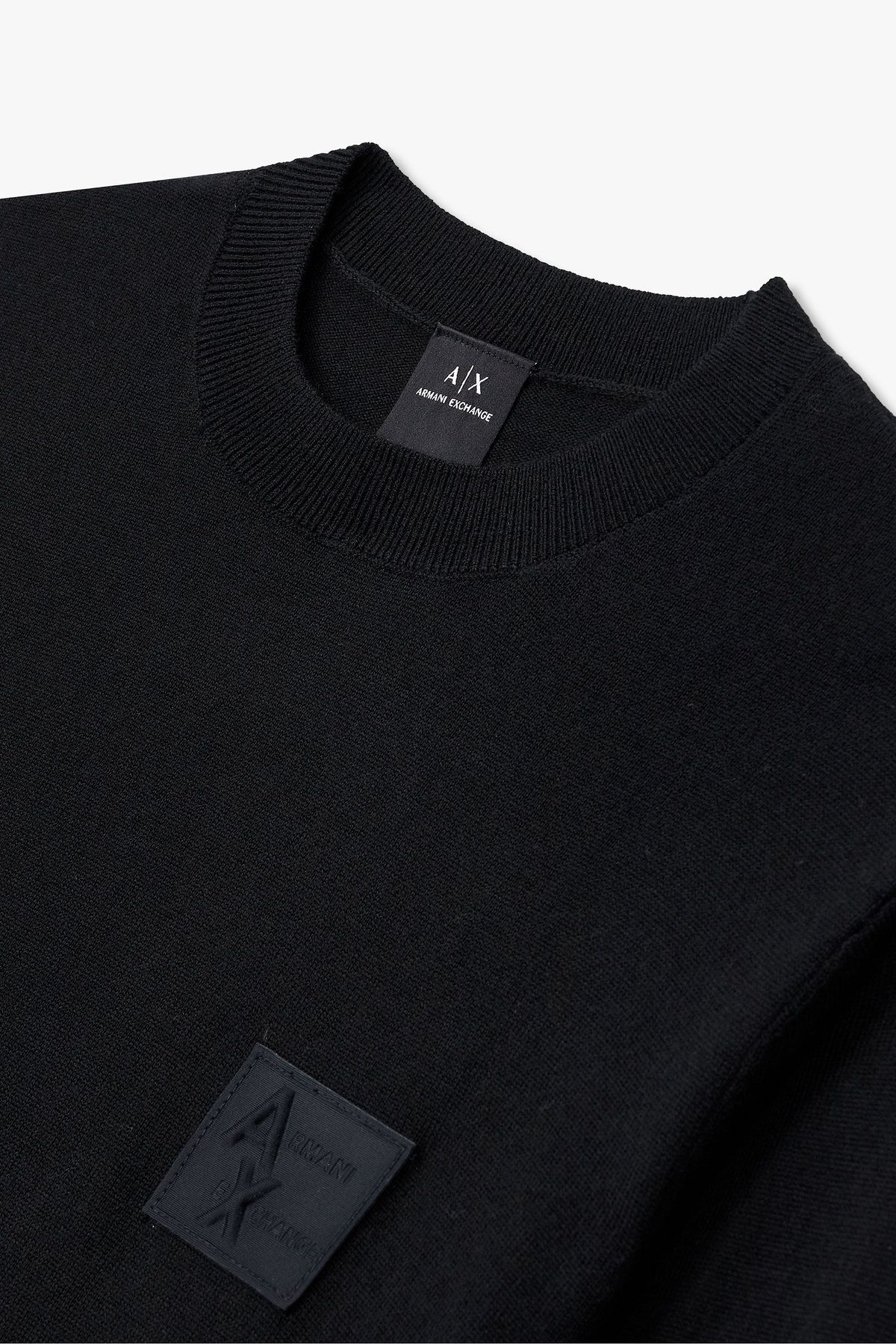 아르마니 익스체인지(ARMANI EXCHANGE) 남성 퍼프 로고 패치 니트 풀오버_블랙 A415332015