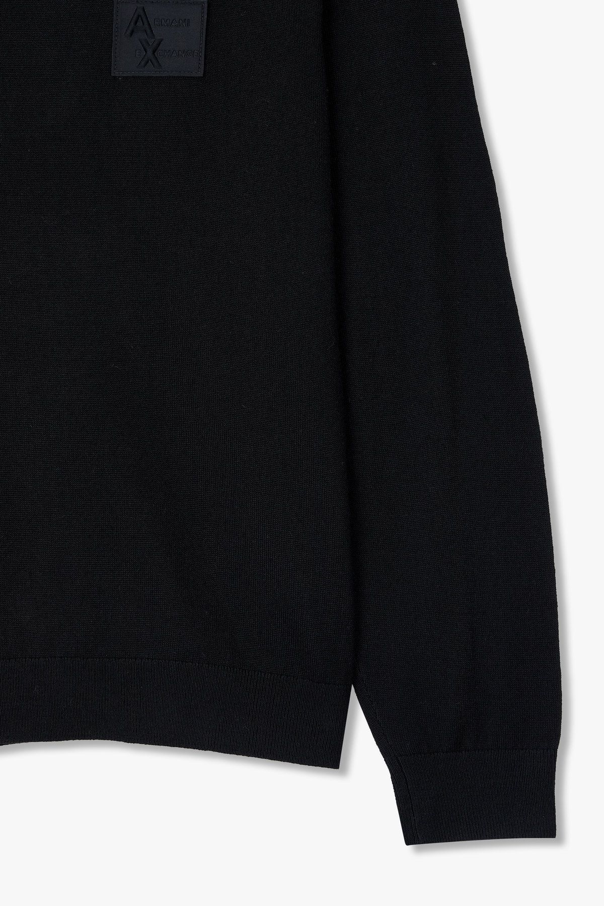 아르마니 익스체인지(ARMANI EXCHANGE) 남성 퍼프 로고 패치 니트 풀오버_블랙 A415332015
