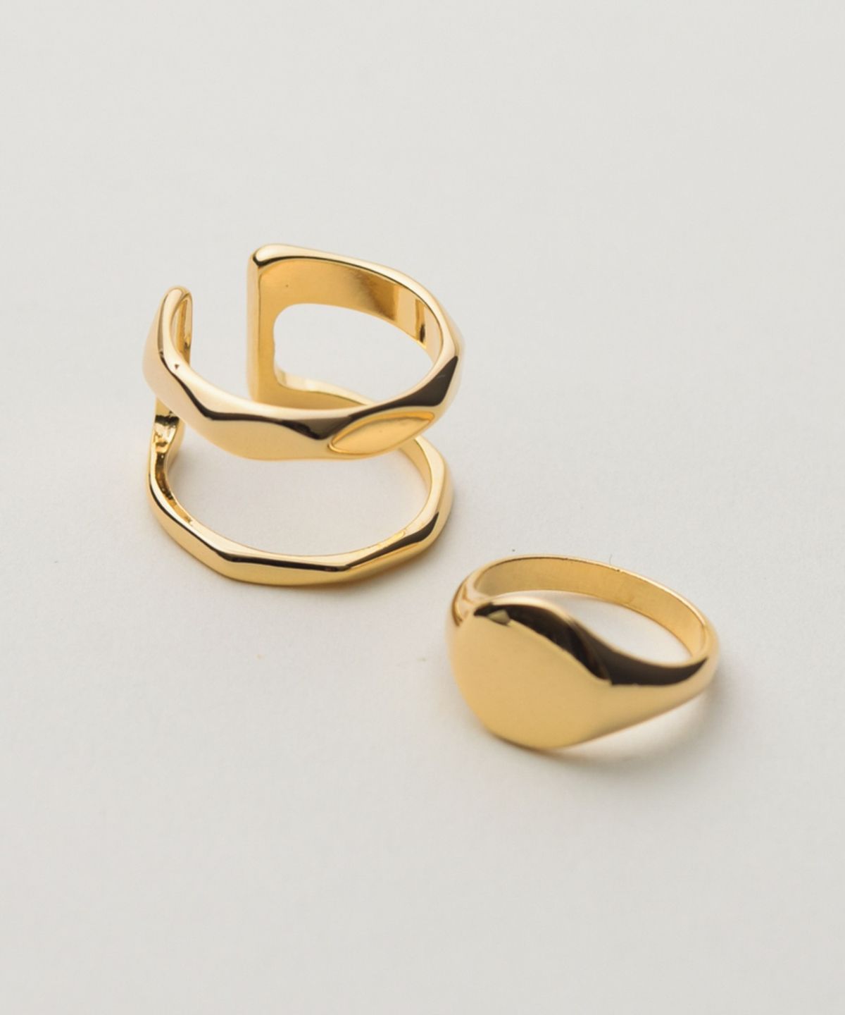 노비스도쿄(NOVICE TOKYO) 더블&스탬프링 2세트 Double & Stamp Rings 2 set / Gold