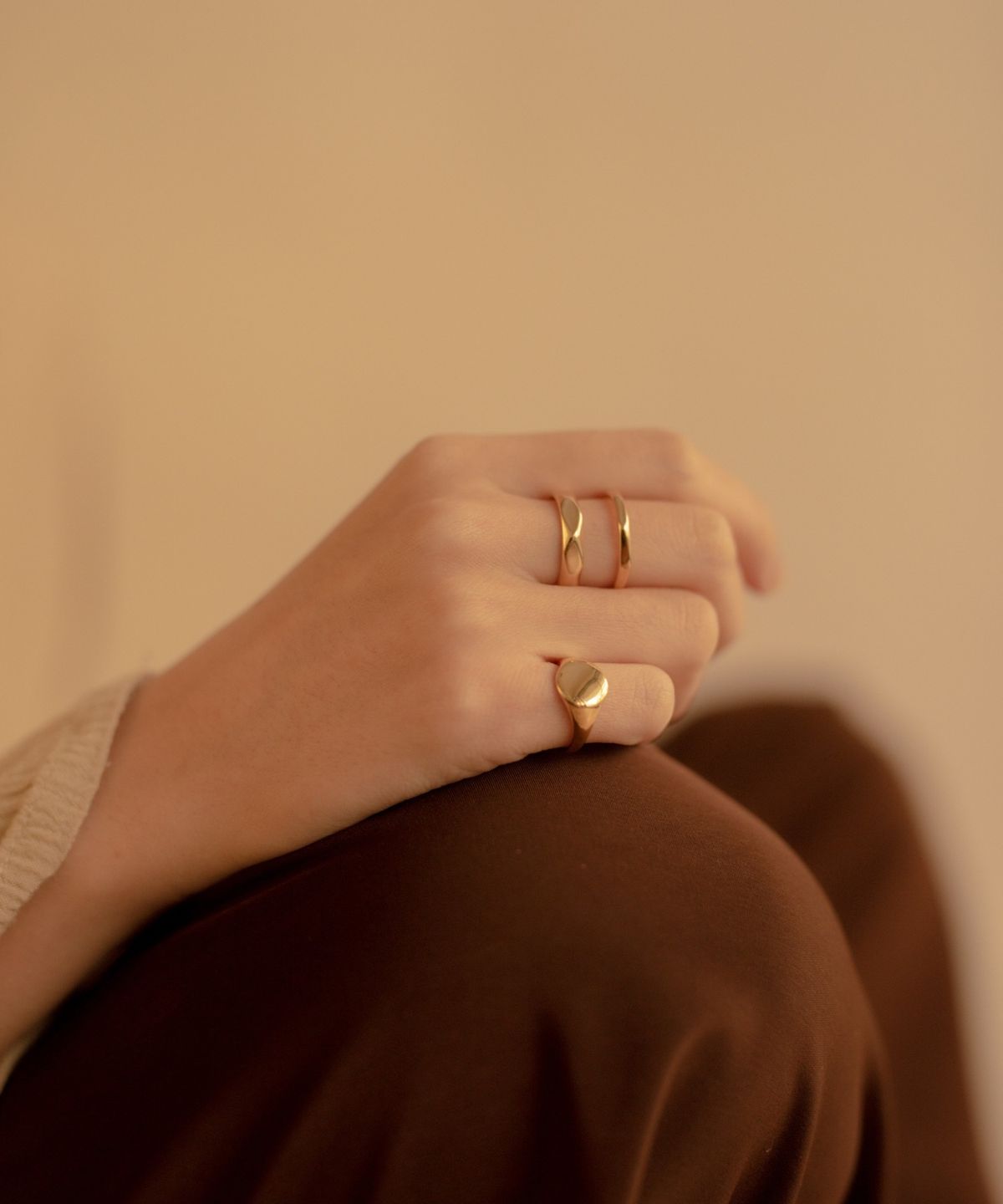 노비스도쿄(NOVICE TOKYO) 더블&스탬프링 2세트 Double & Stamp Rings 2 set / Gold