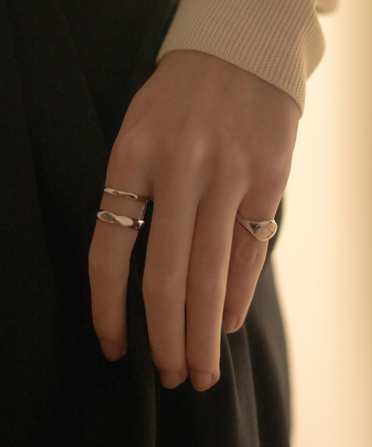노비스도쿄(NOVICE TOKYO) 더블&스탬프링 2세트 Double & Stamp Rings 2 set  / Silver