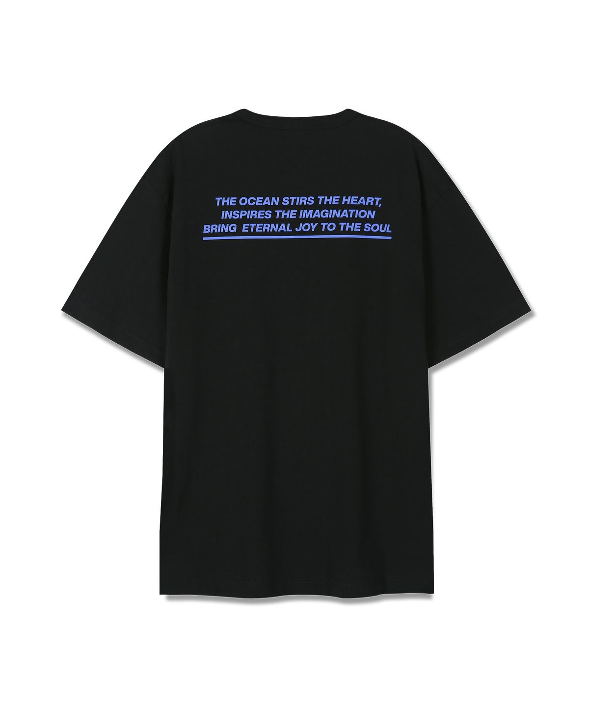 돌핀웨이브어패럴(DOLPHIN WAVE APPAREL) 돌핀 포켓 백프린트 랍바 반팔 티셔츠  블랙