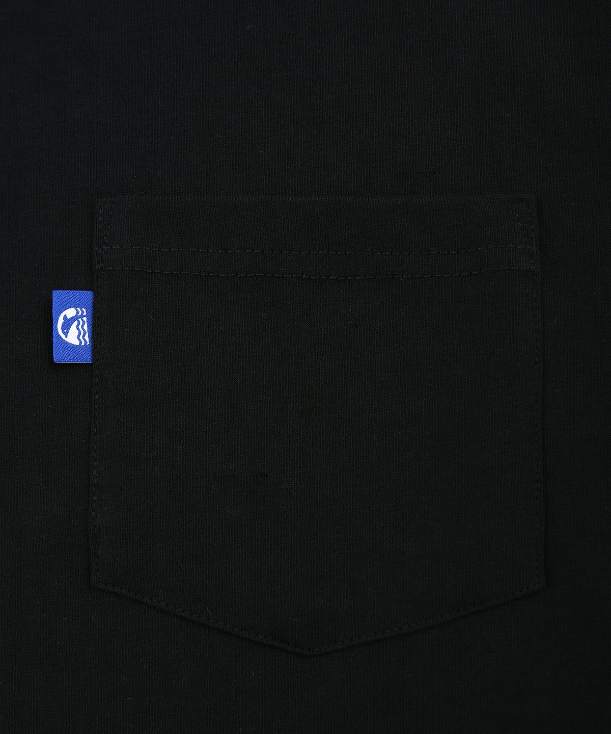 돌핀웨이브어패럴(DOLPHIN WAVE APPAREL) 돌핀 포켓 백프린트 랍바 반팔 티셔츠  블랙