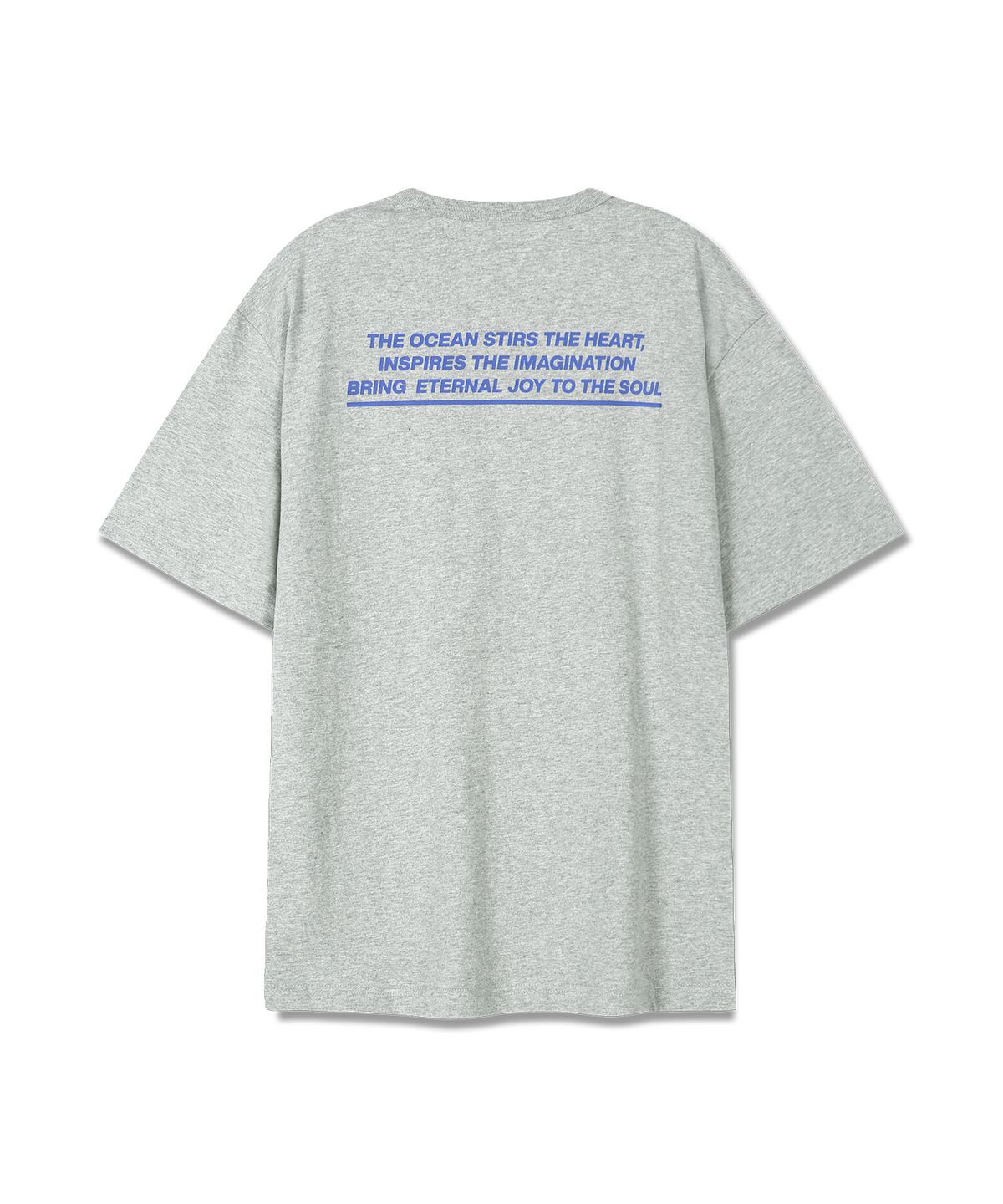 돌핀웨이브어패럴(DOLPHIN WAVE APPAREL) 돌핀 포켓 백프린트 랍바 반팔 티셔츠  멜란지그레이