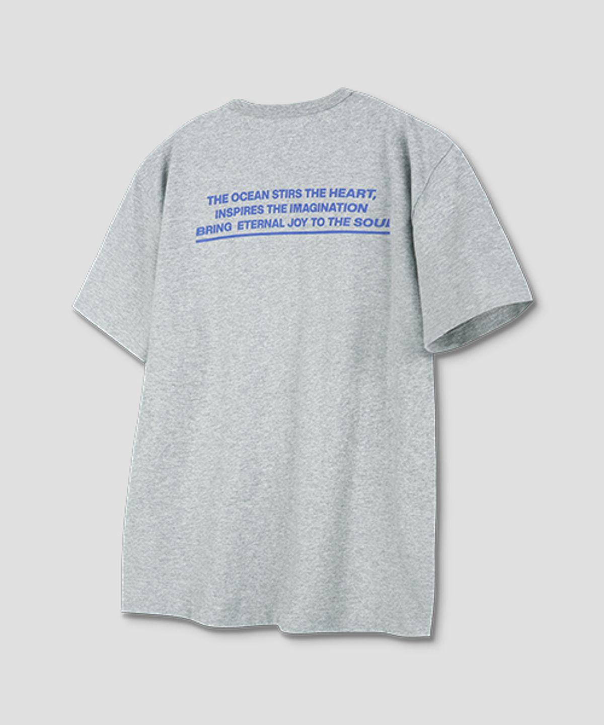 돌핀웨이브어패럴(DOLPHIN WAVE APPAREL) 돌핀 포켓 백프린트 랍바 반팔 티셔츠  멜란지그레이