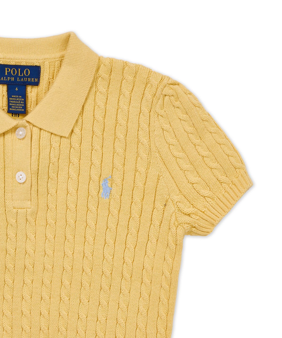 폴로 랄프 로렌 칠드런(POLO RALPH LAUREN CHILDREN) 미니 케이블 코튼 폴로 스웨터-옐로우