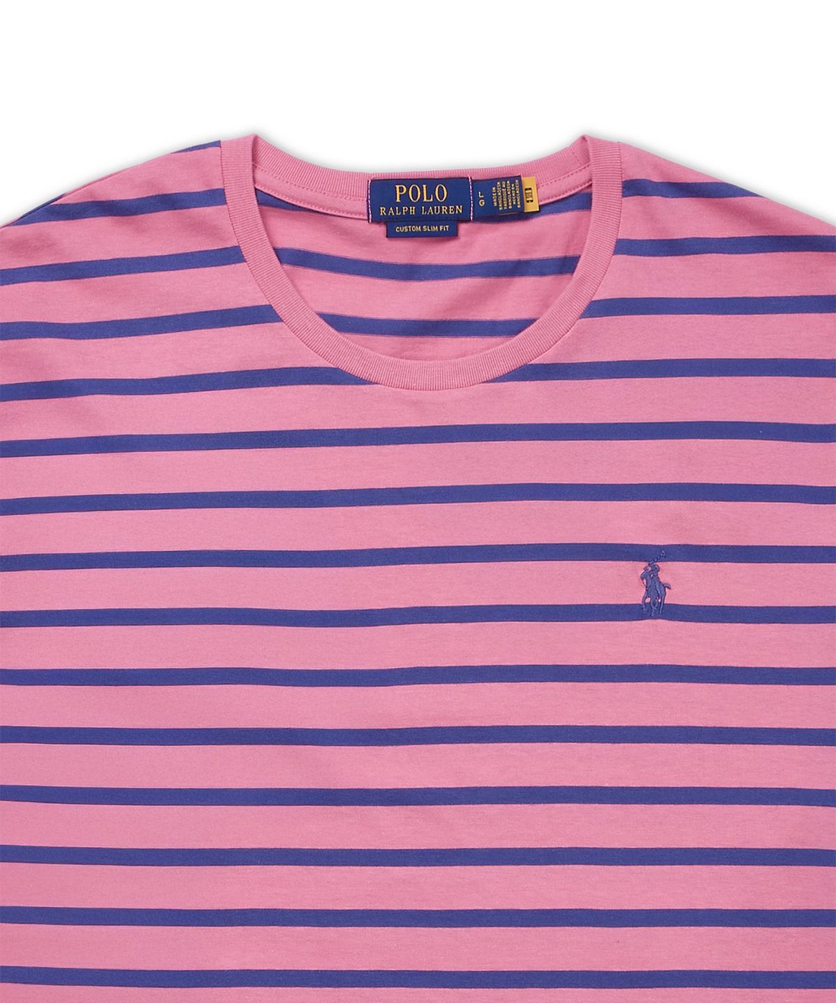 폴로 랄프 로렌(POLO RALPH LAUREN) 커스텀 슬림핏 스트라이프 저지 티셔츠-레드