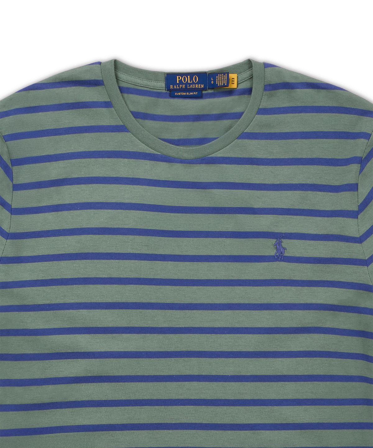 폴로 랄프 로렌(POLO RALPH LAUREN) 커스텀 슬림핏 스트라이프 저지 티셔츠-그린