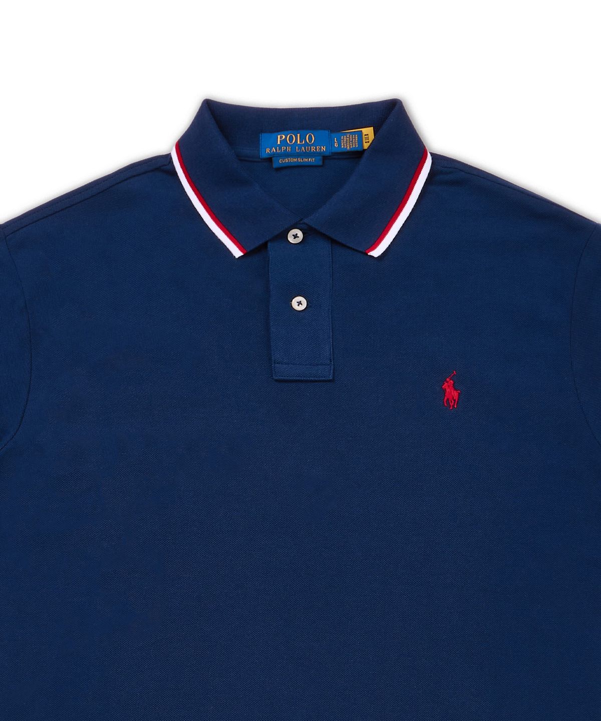 폴로 랄프 로렌(POLO RALPH LAUREN) 커스텀 슬림핏 메시 폴로 셔츠-블루