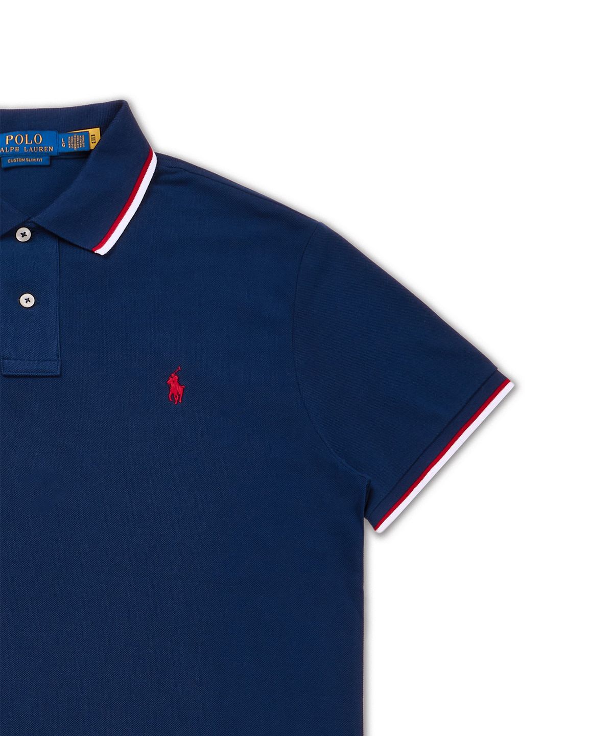 폴로 랄프 로렌(POLO RALPH LAUREN) 커스텀 슬림핏 메시 폴로 셔츠-블루