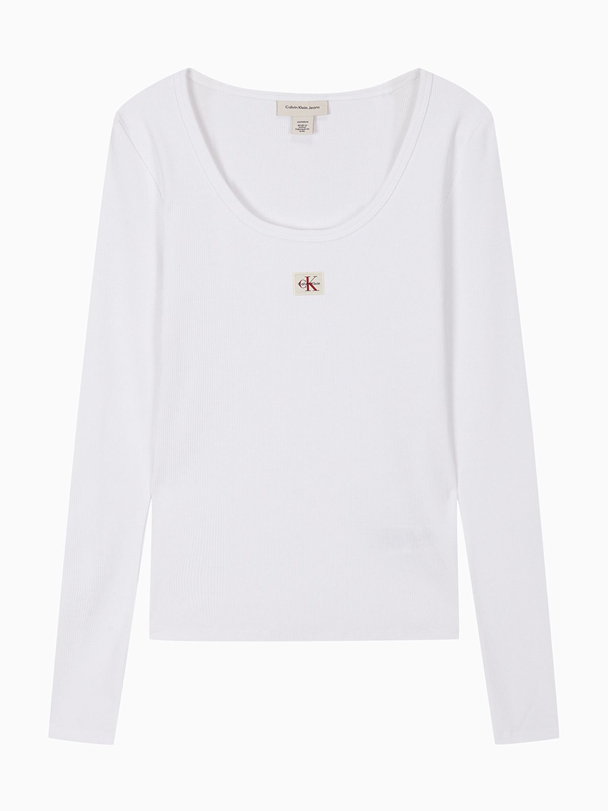 캘빈클라인 진(CALVIN KLEIN JEANS) 여성 L/S 우블 라벨 스쿱넥 립 티셔츠 47D218G YAA