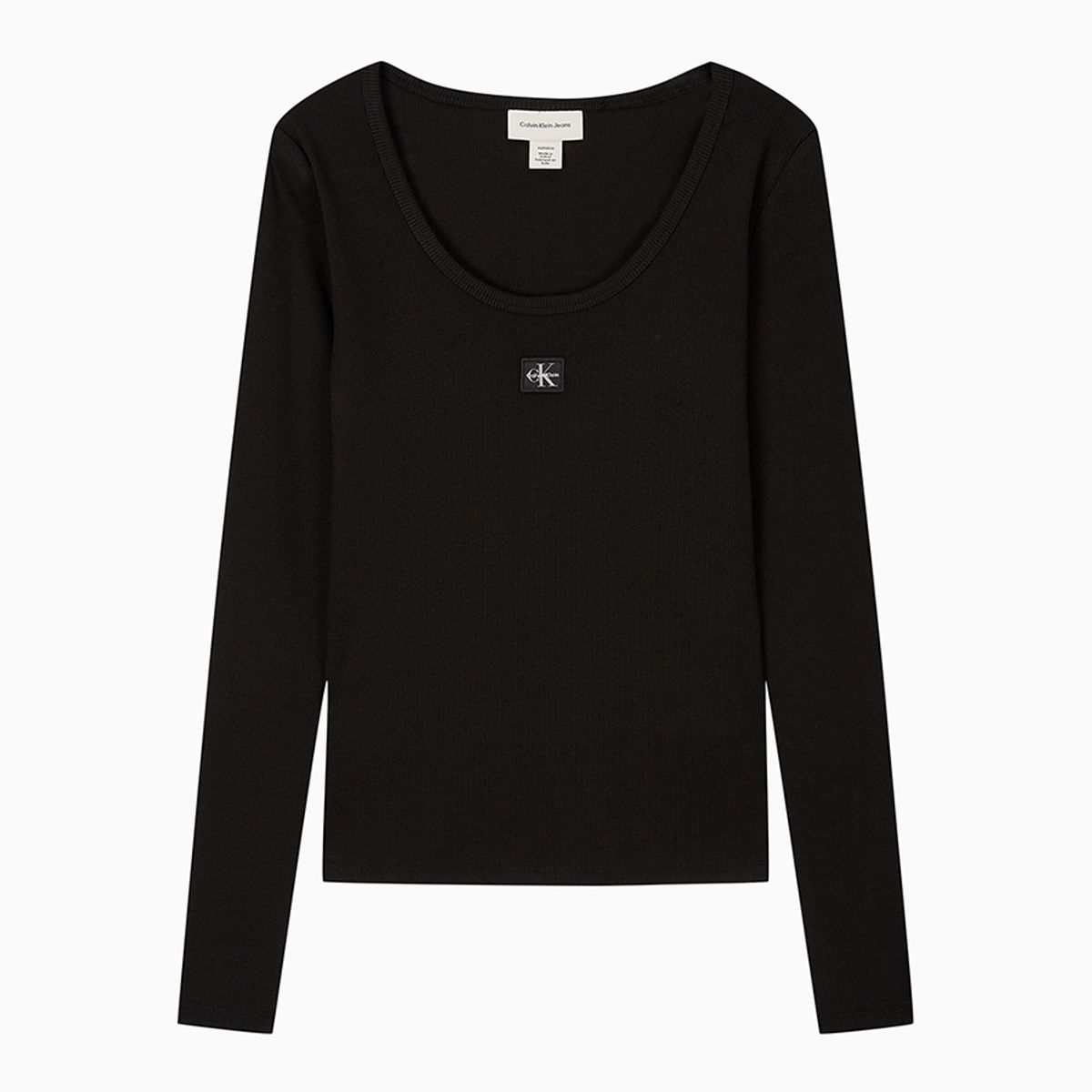 캘빈클라인 진(CALVIN KLEIN JEANS) 여성 L/S 우블 라벨 스쿱넥 립 티셔츠 47D218G UB1