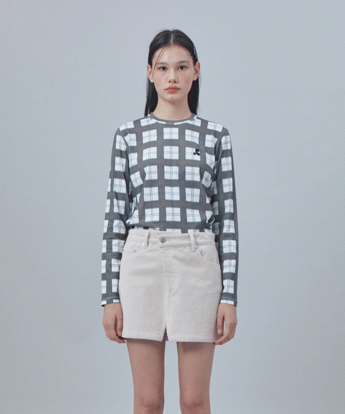 레스트앤레크레이션(REST&RECREATION) CHECK PATTERN LONG SLEEVE TOP - BLACK