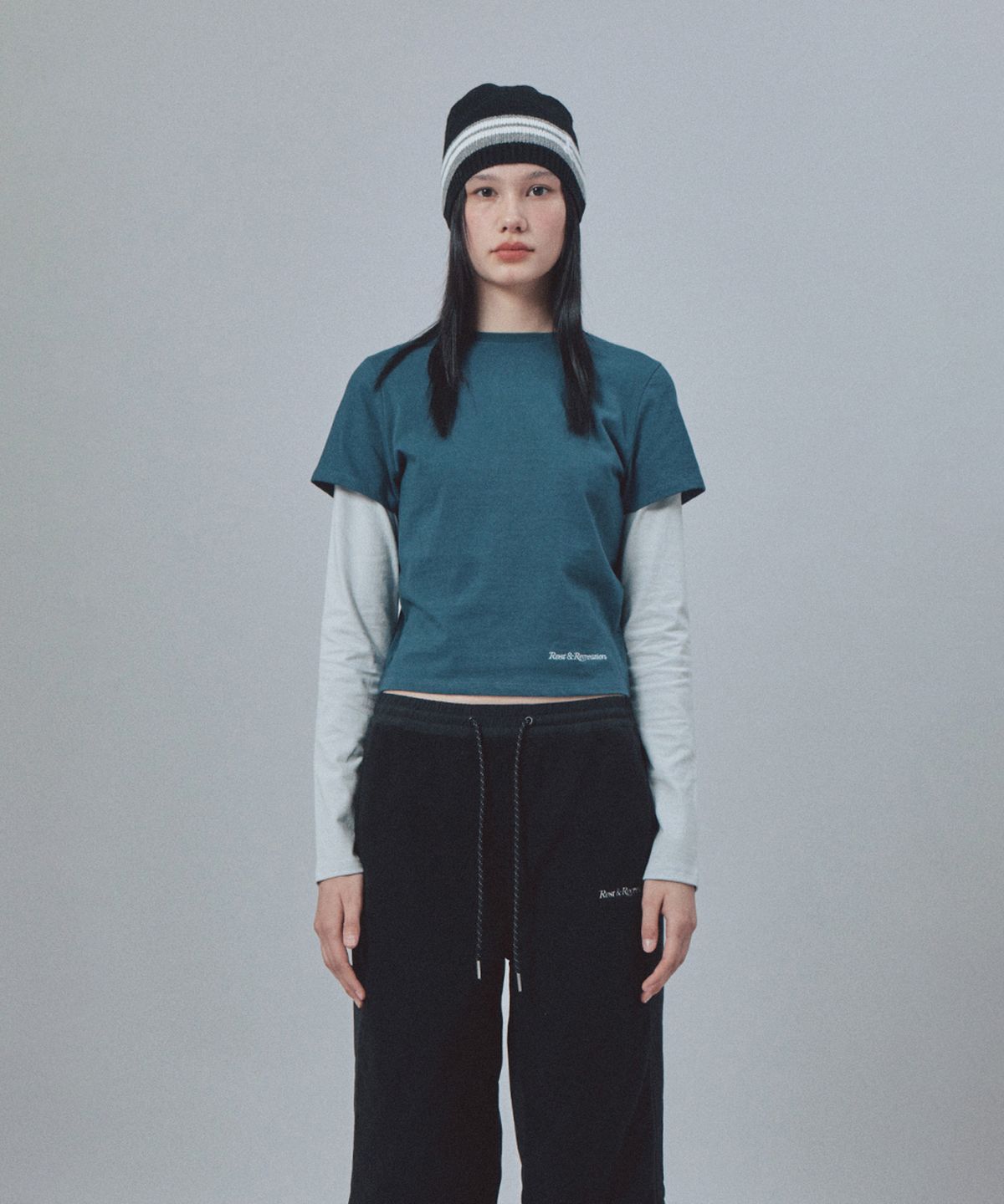 레스트앤레크레이션(REST&RECREATION) LAYERED SLEEVE TOP - BLUE