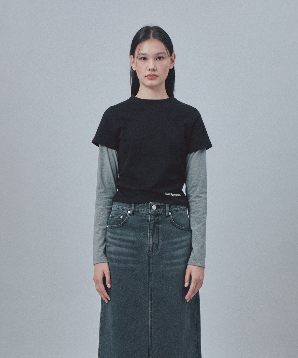 레스트앤레크레이션(REST&RECREATION) LAYERED SLEEVE TOP - BLACK