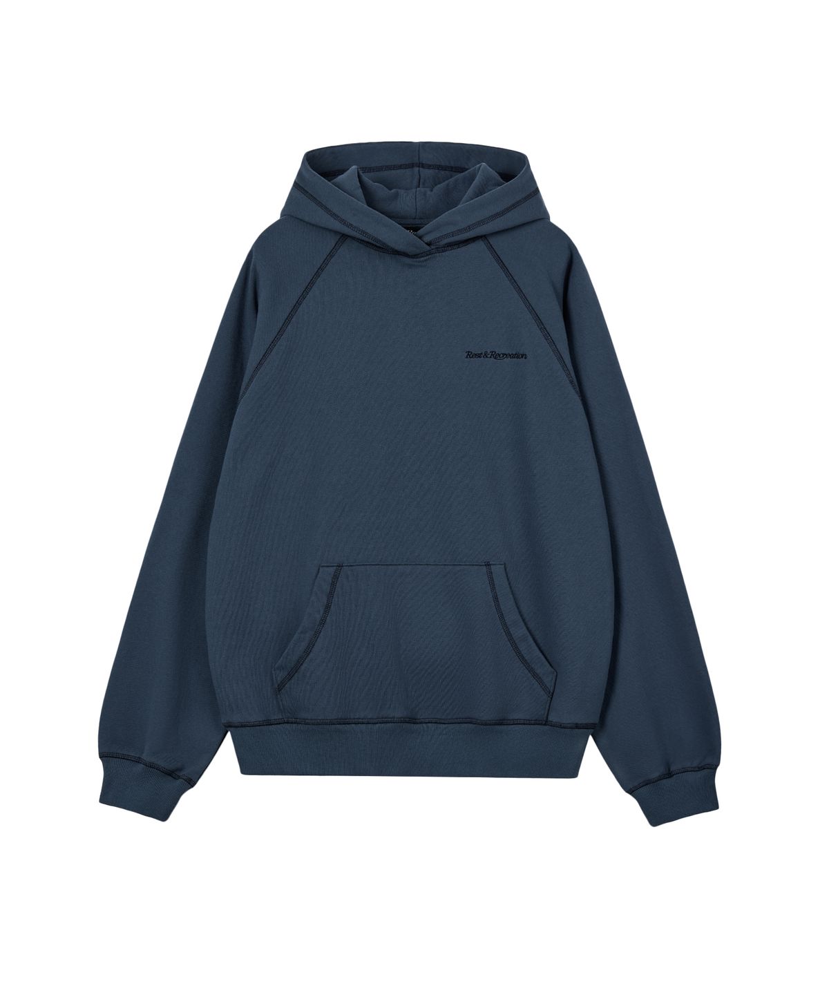 레스트앤레크레이션(REST&RECREATION) ZIG ZAG STITCH CROPPED HOOD - BLUE