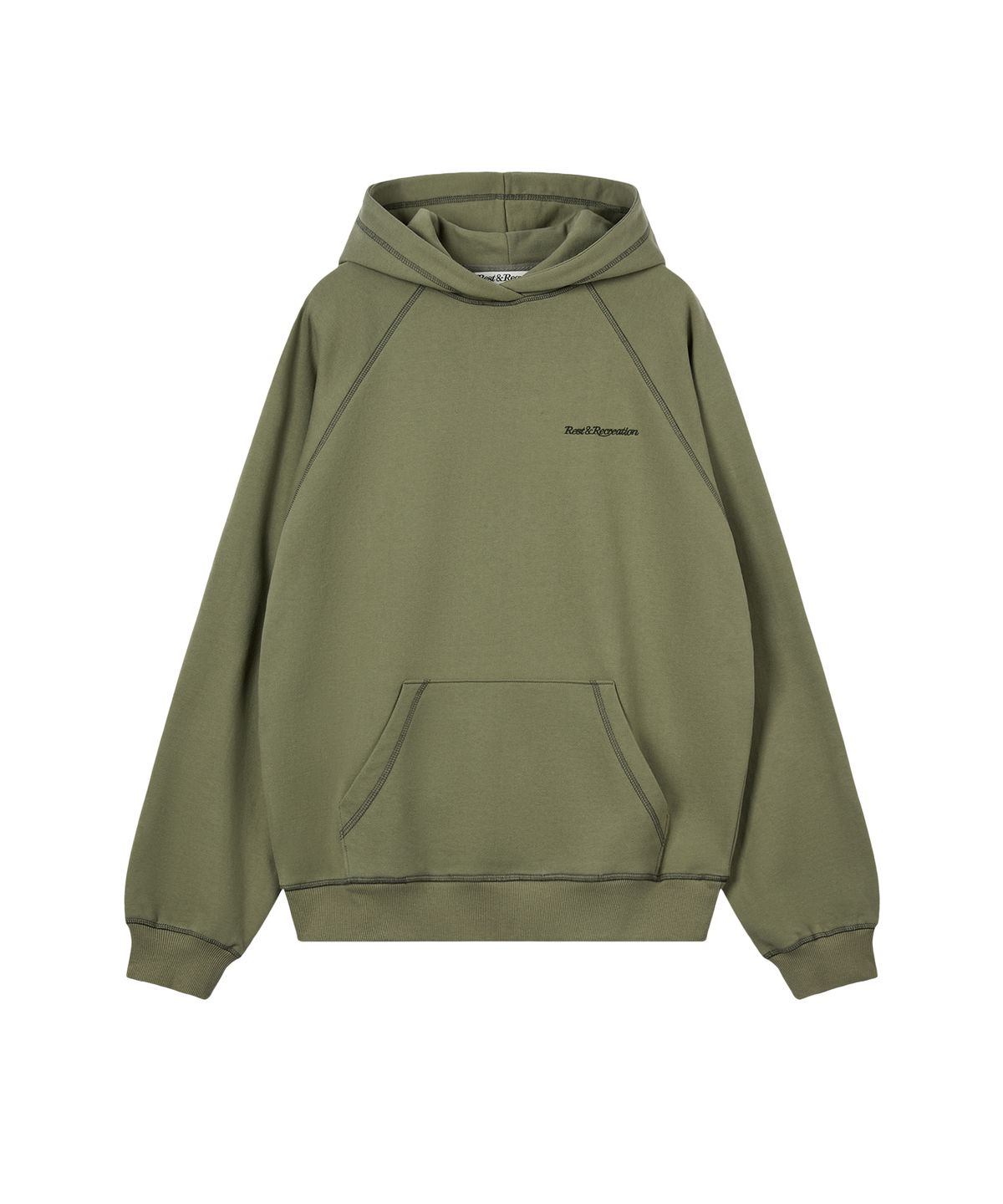 레스트앤레크레이션(REST&RECREATION) ZIG ZAG STITCH CROPPED HOOD - KHAKI