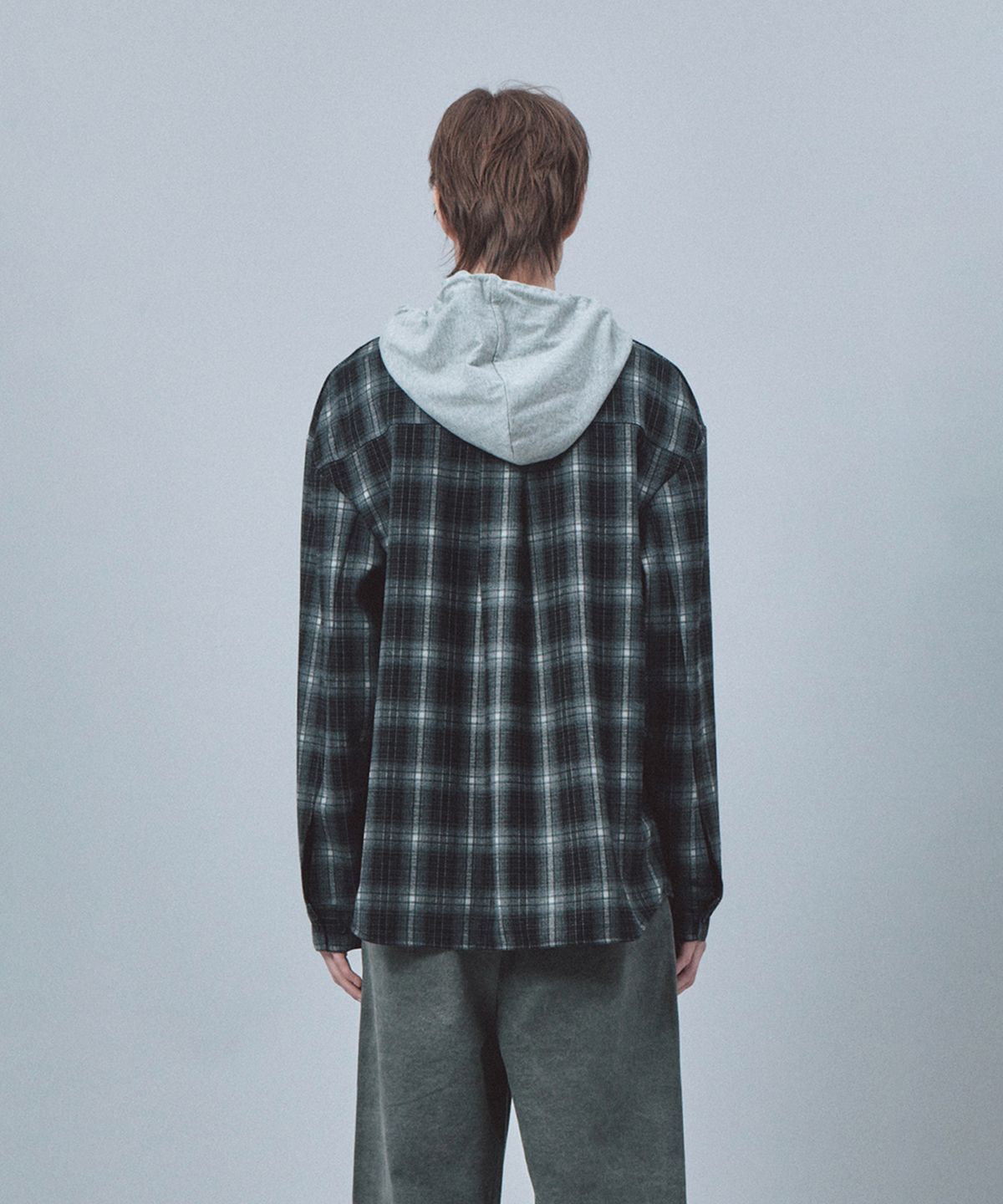 레스트앤레크레이션(REST&RECREATION) CHECK HOOD SHIRTS - BLACK