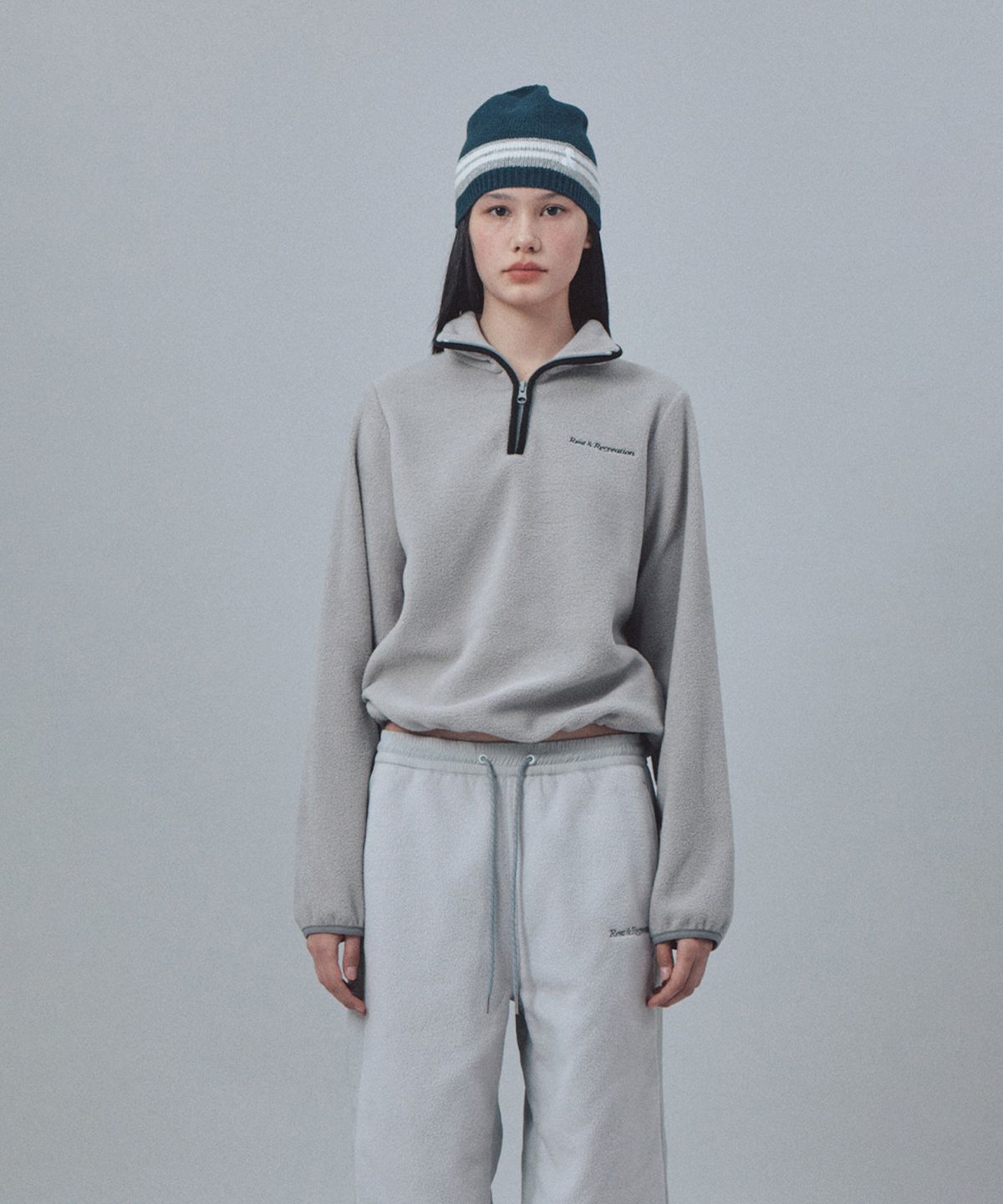 레스트앤레크레이션(REST&RECREATION) FLEECE HALF ZIP-UP - GREY