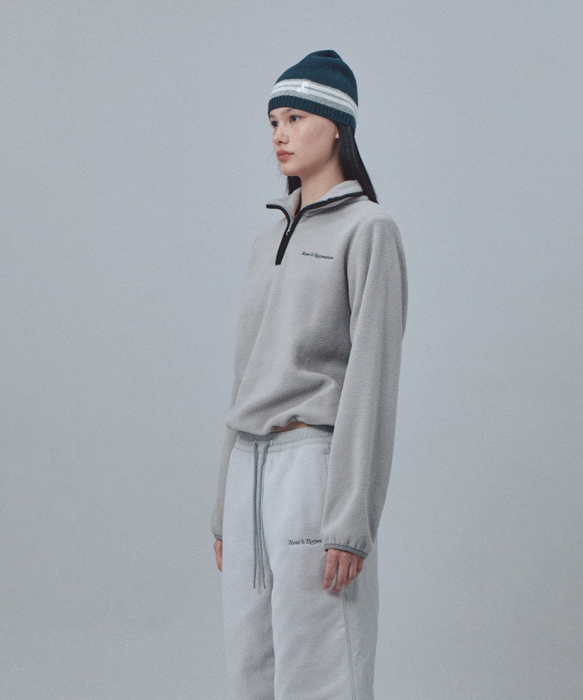 레스트앤레크레이션(REST&RECREATION) FLEECE HALF ZIP-UP - GREY