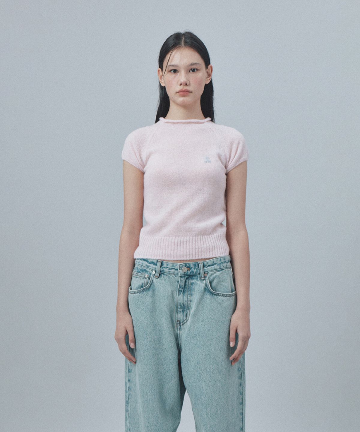 레스트앤레크레이션(REST&RECREATION) RAGLAN HALF SLEEVE KNIT TOP - PINK