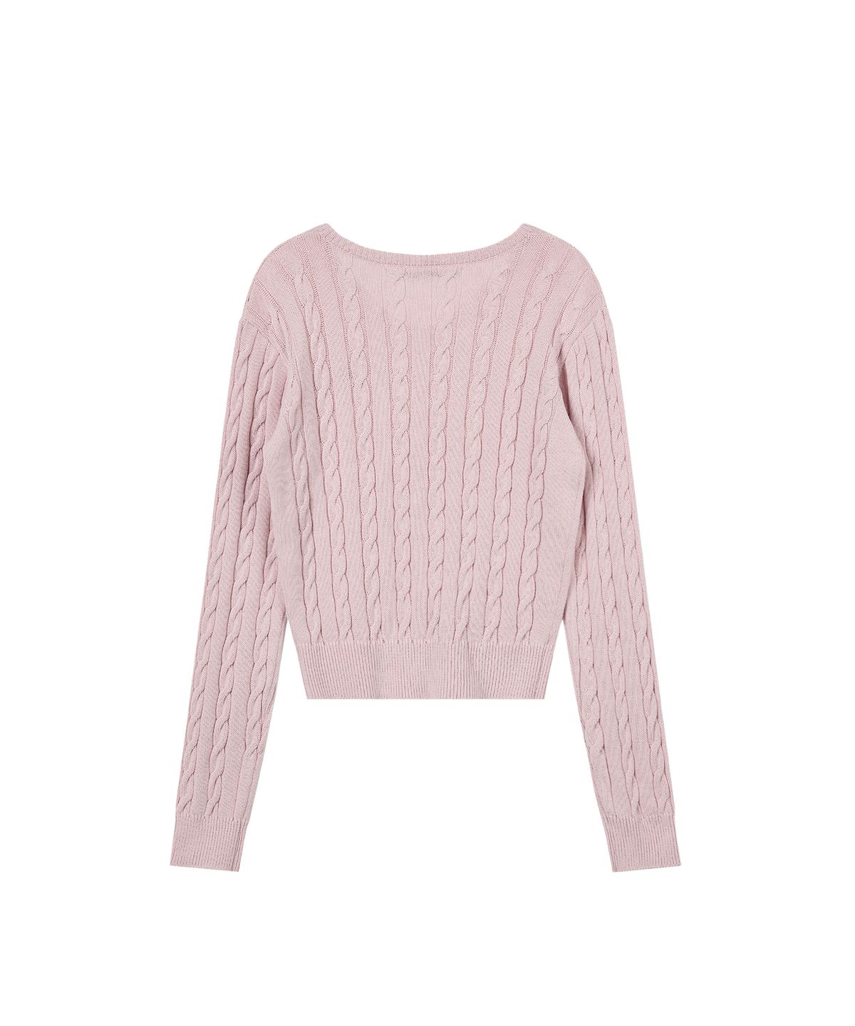 레스트앤레크레이션(REST&RECREATION) CABLE V-NECK KNIT TOP - PINK