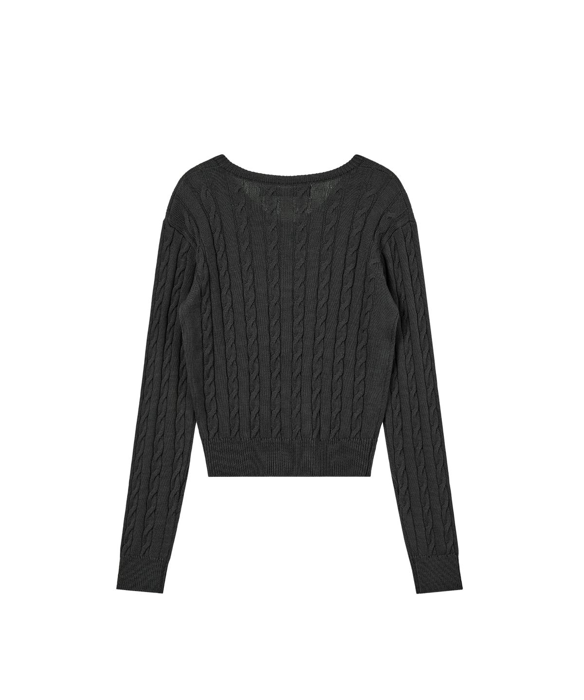 레스트앤레크레이션(REST&RECREATION) CABLE V-NECK KNIT TOP - CHARCOAL