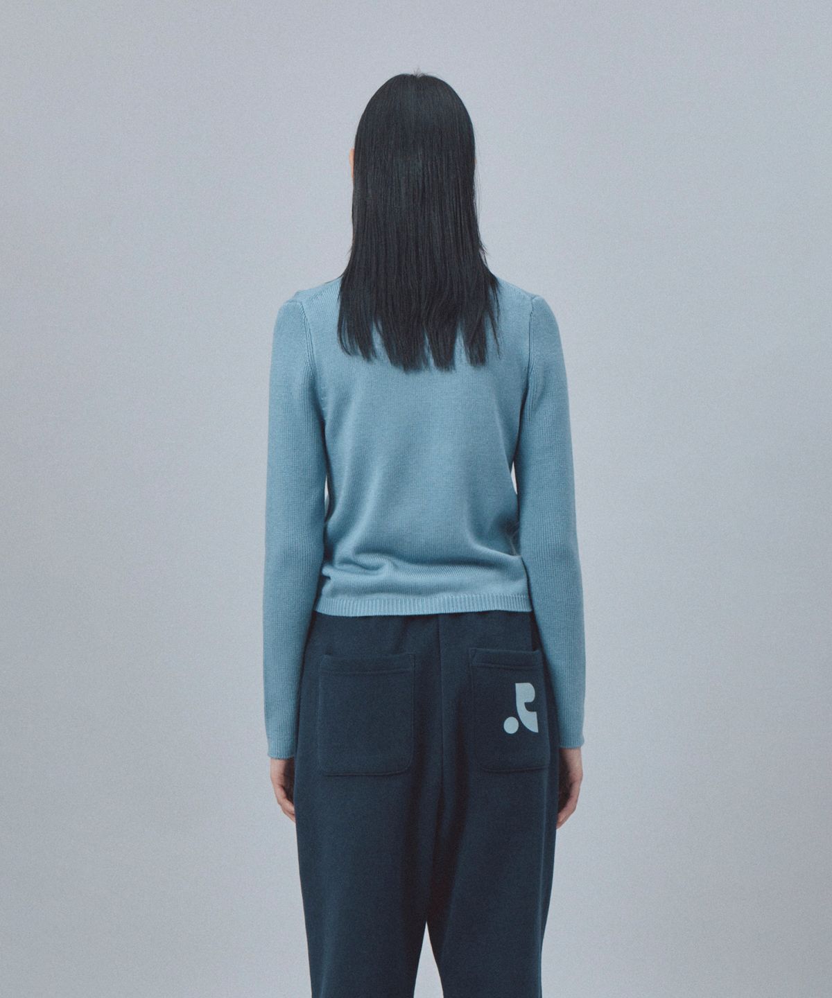레스트앤레크레이션(REST&RECREATION) SLIM FIT HALF ZIP-UP KNIT - LIGHT BLUE