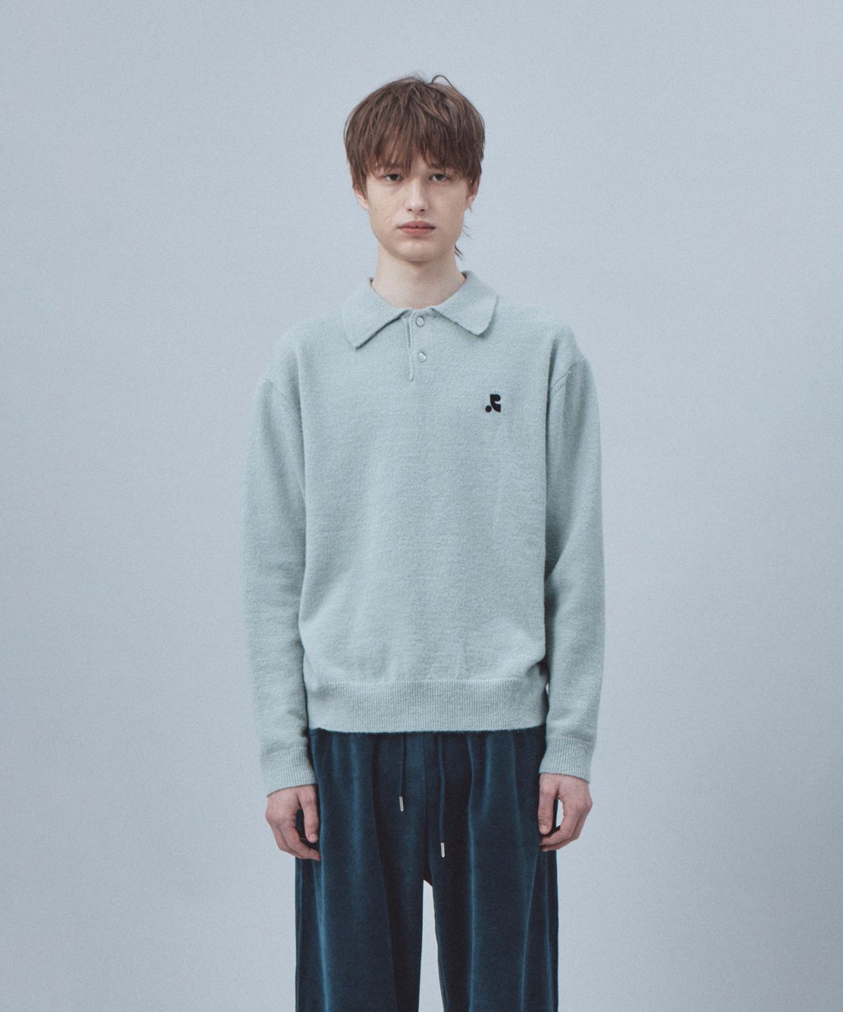 레스트앤레크레이션(REST&RECREATION) WOOL POLO KNIT TOP - LIGHT GREY