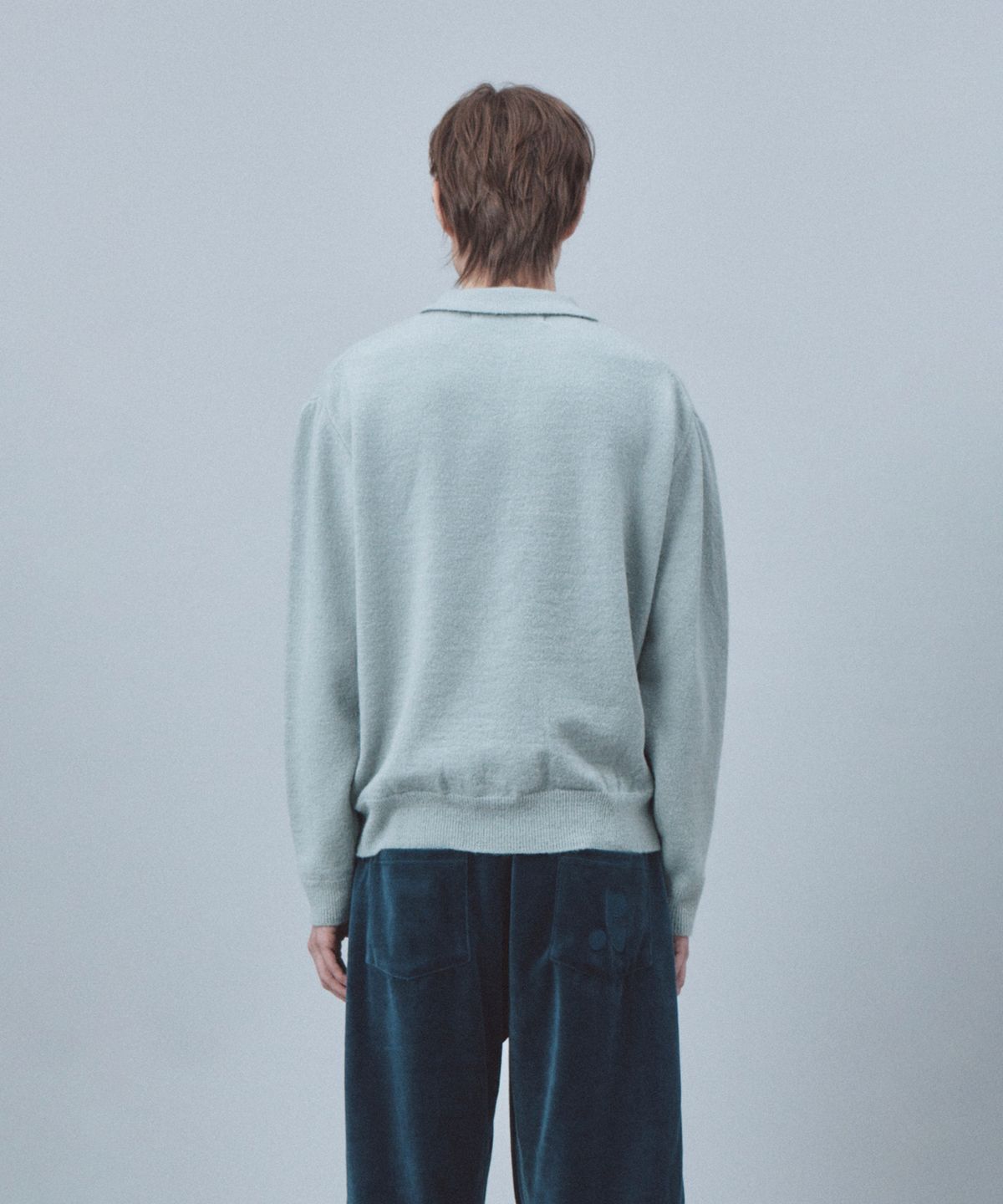 레스트앤레크레이션(REST&RECREATION) WOOL POLO KNIT TOP - LIGHT GREY