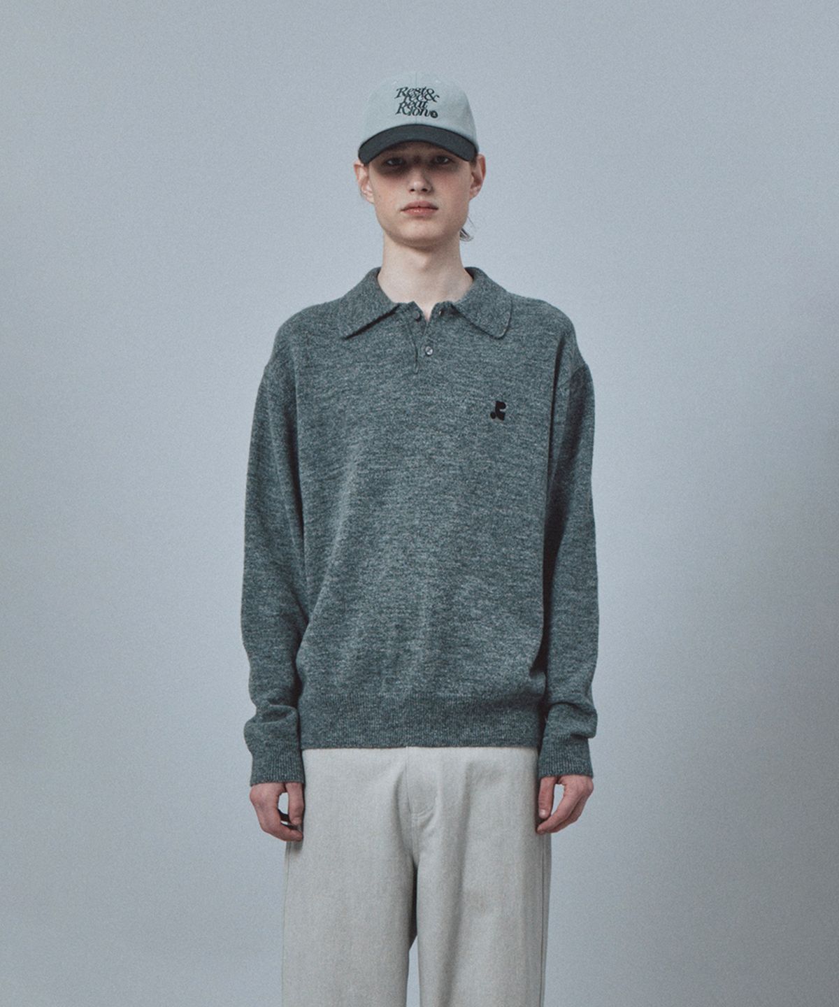 레스트앤레크레이션(REST&RECREATION) WOOL POLO KNIT TOP - CHARCOAL