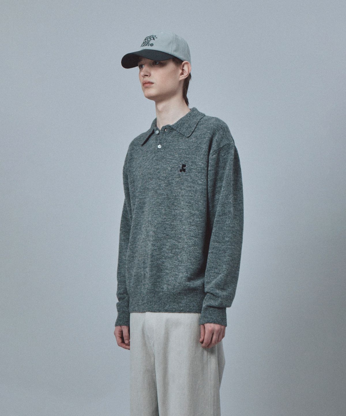 레스트앤레크레이션(REST&RECREATION) WOOL POLO KNIT TOP - CHARCOAL