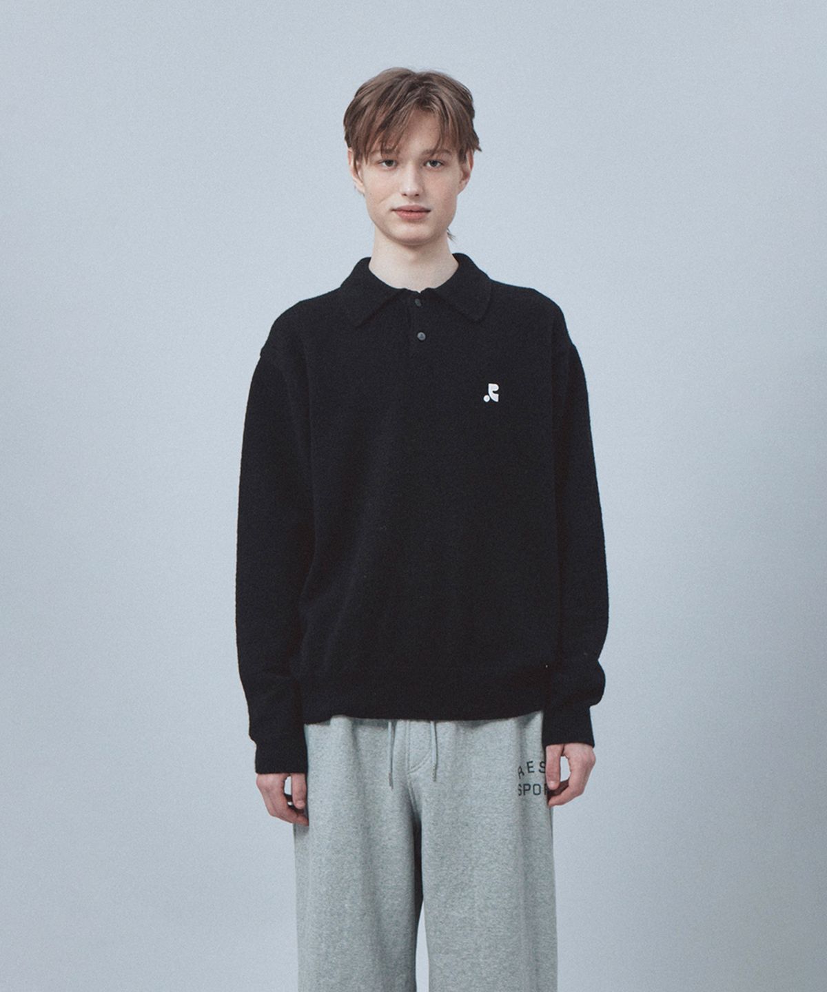 레스트앤레크레이션(REST&RECREATION) WOOL POLO KNIT TOP - BLACK