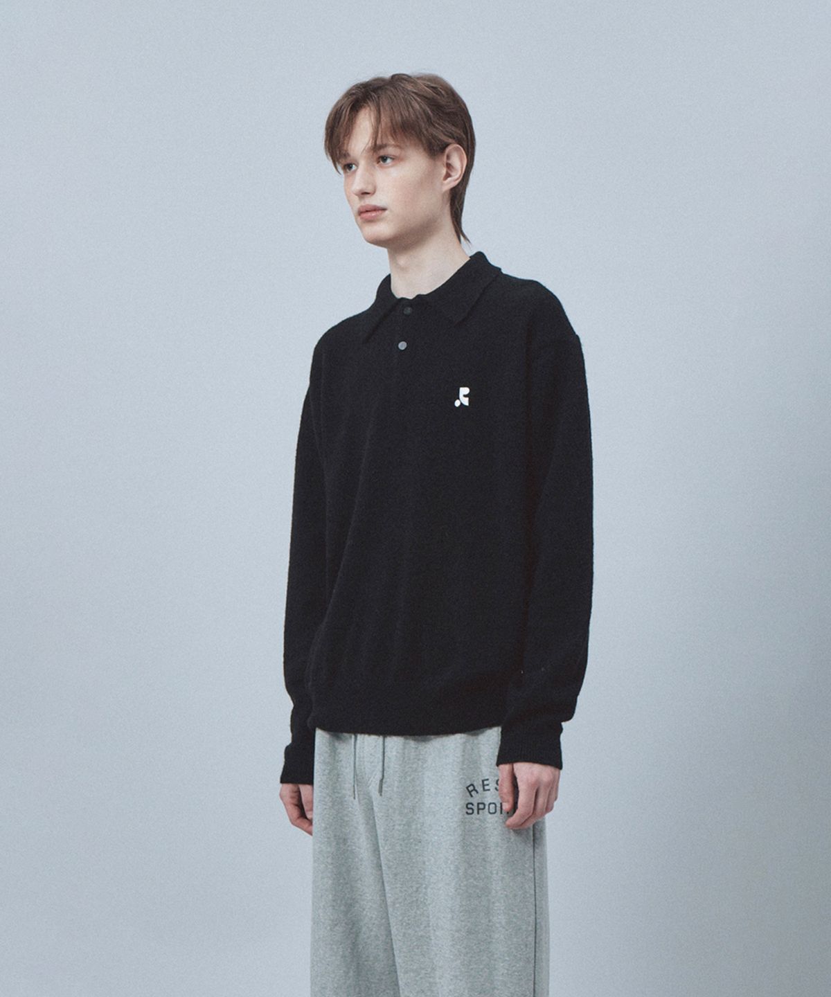 레스트앤레크레이션(REST&RECREATION) WOOL POLO KNIT TOP - BLACK