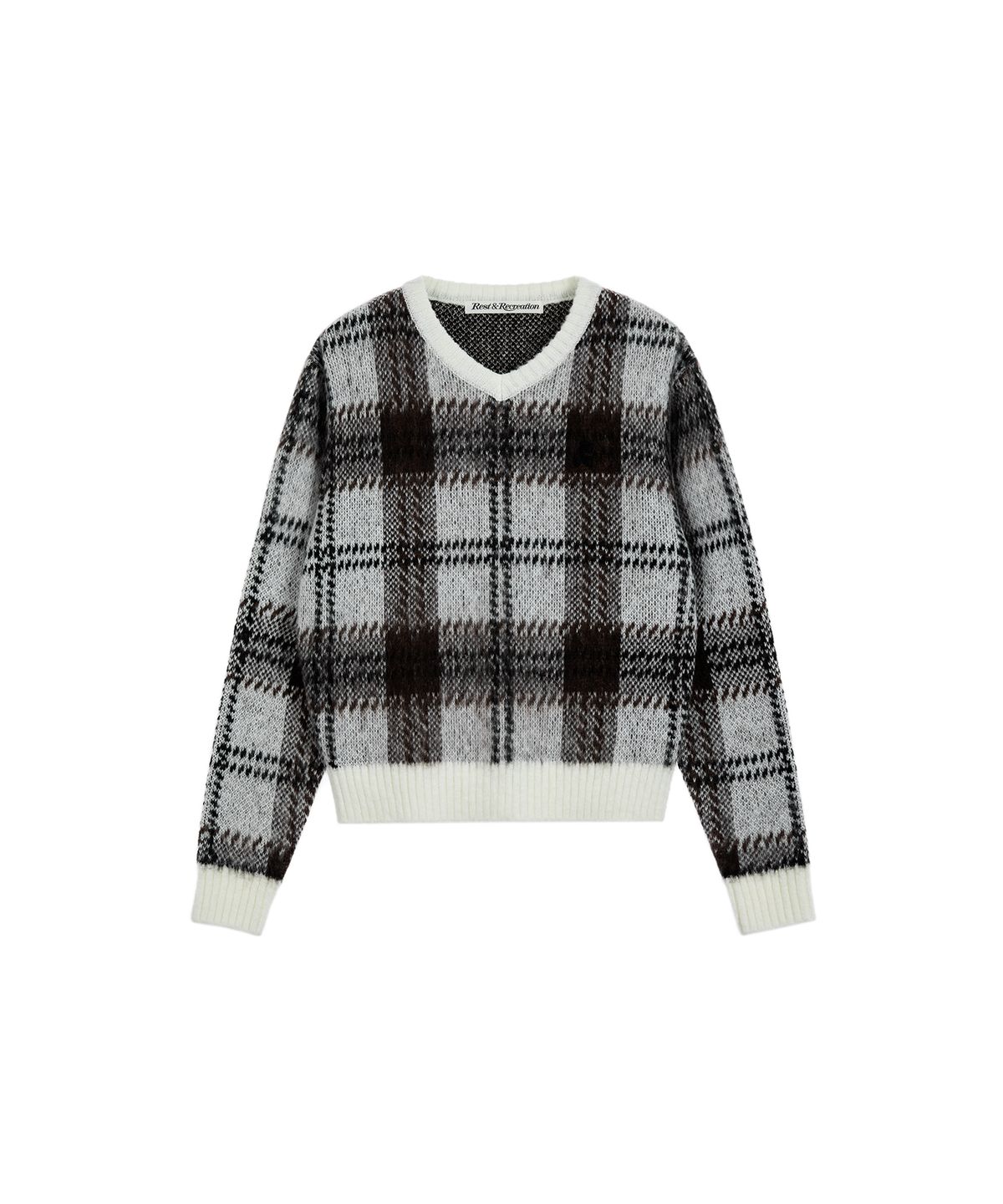 레스트앤레크레이션(REST&RECREATION) CHECK PATTERN HAIRY SWEATER - IVORY