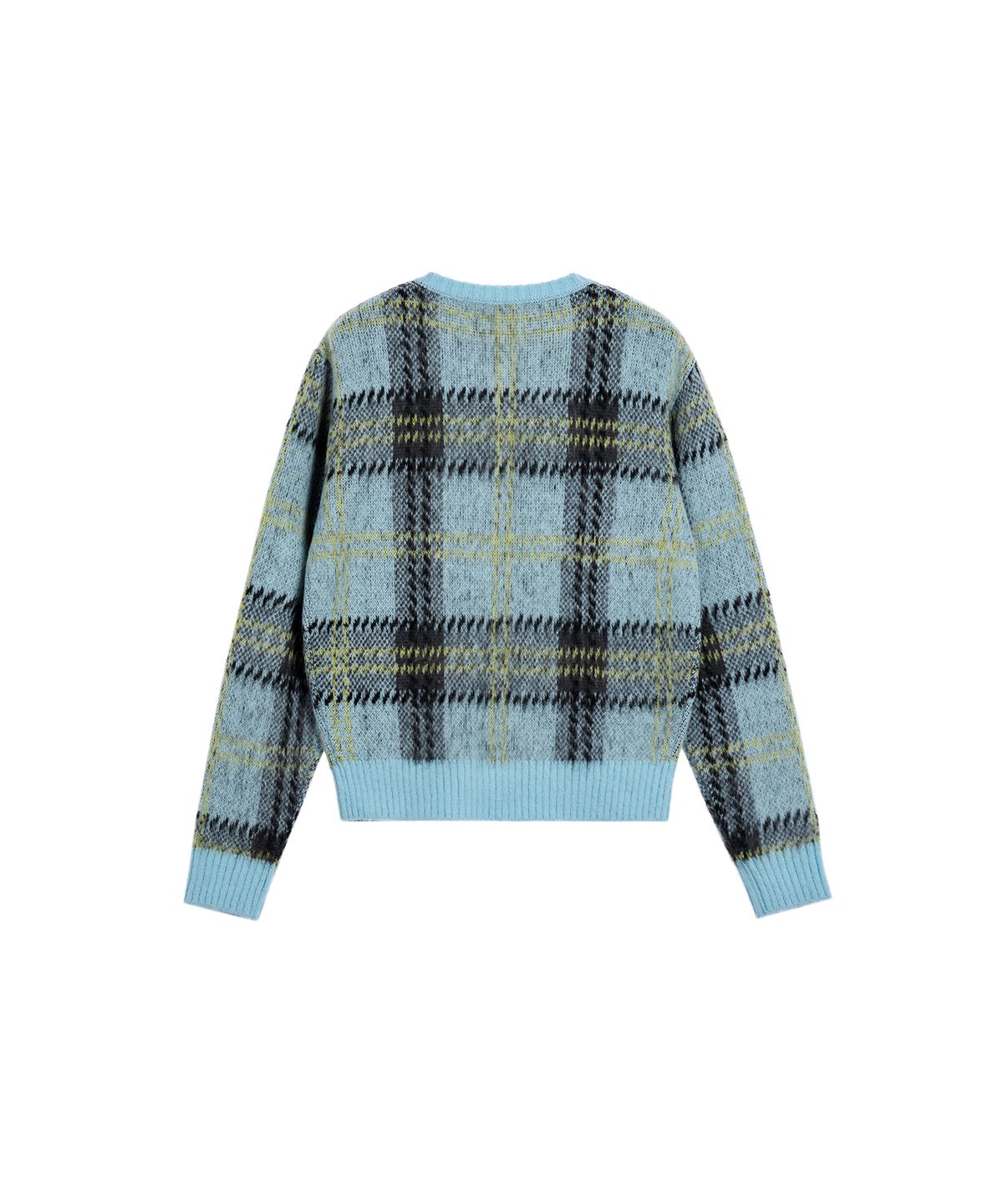 레스트앤레크레이션(REST&RECREATION) CHECK PATTERN HAIRY SWEATER - SKY BLUE