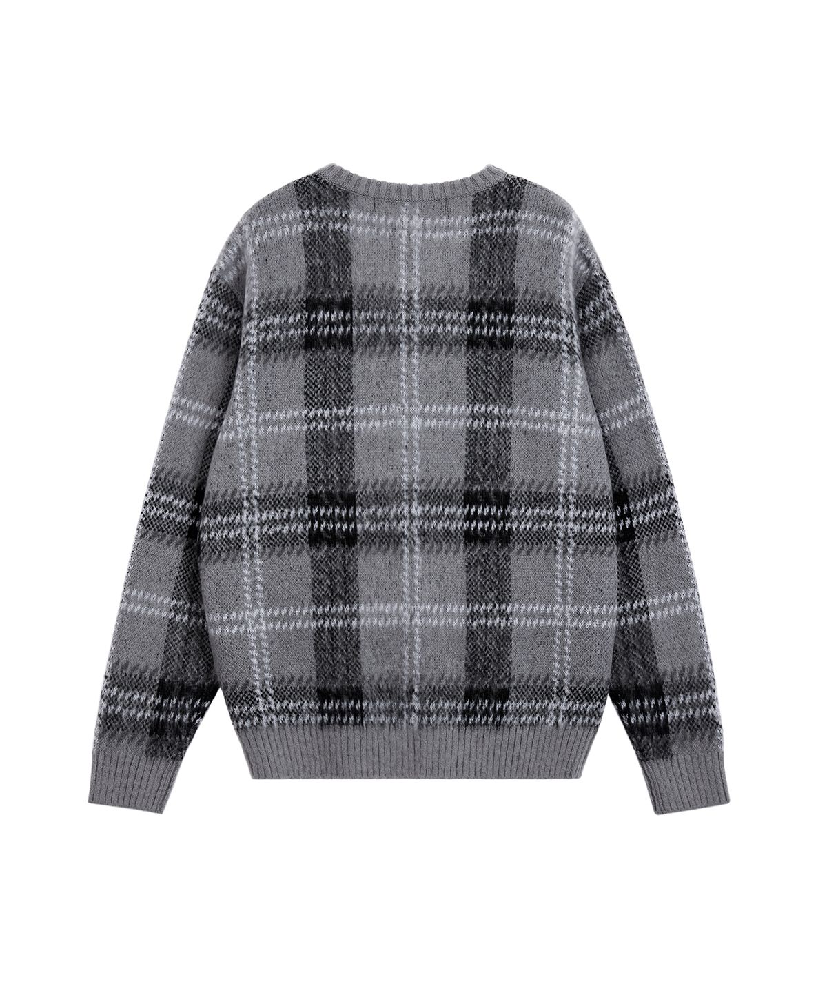 레스트앤레크레이션(REST&RECREATION) CHECK PATTERN HAIRY SWEATER - GREY