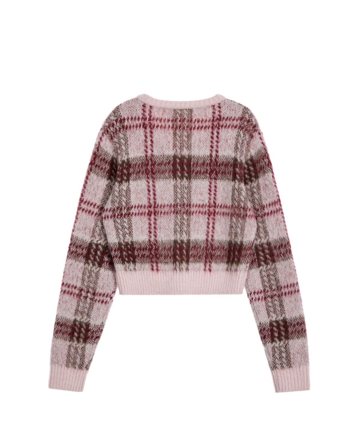 레스트앤레크레이션(REST&RECREATION) CHECK PATTERN HAIRY KNIT CARDIGAN - PINK