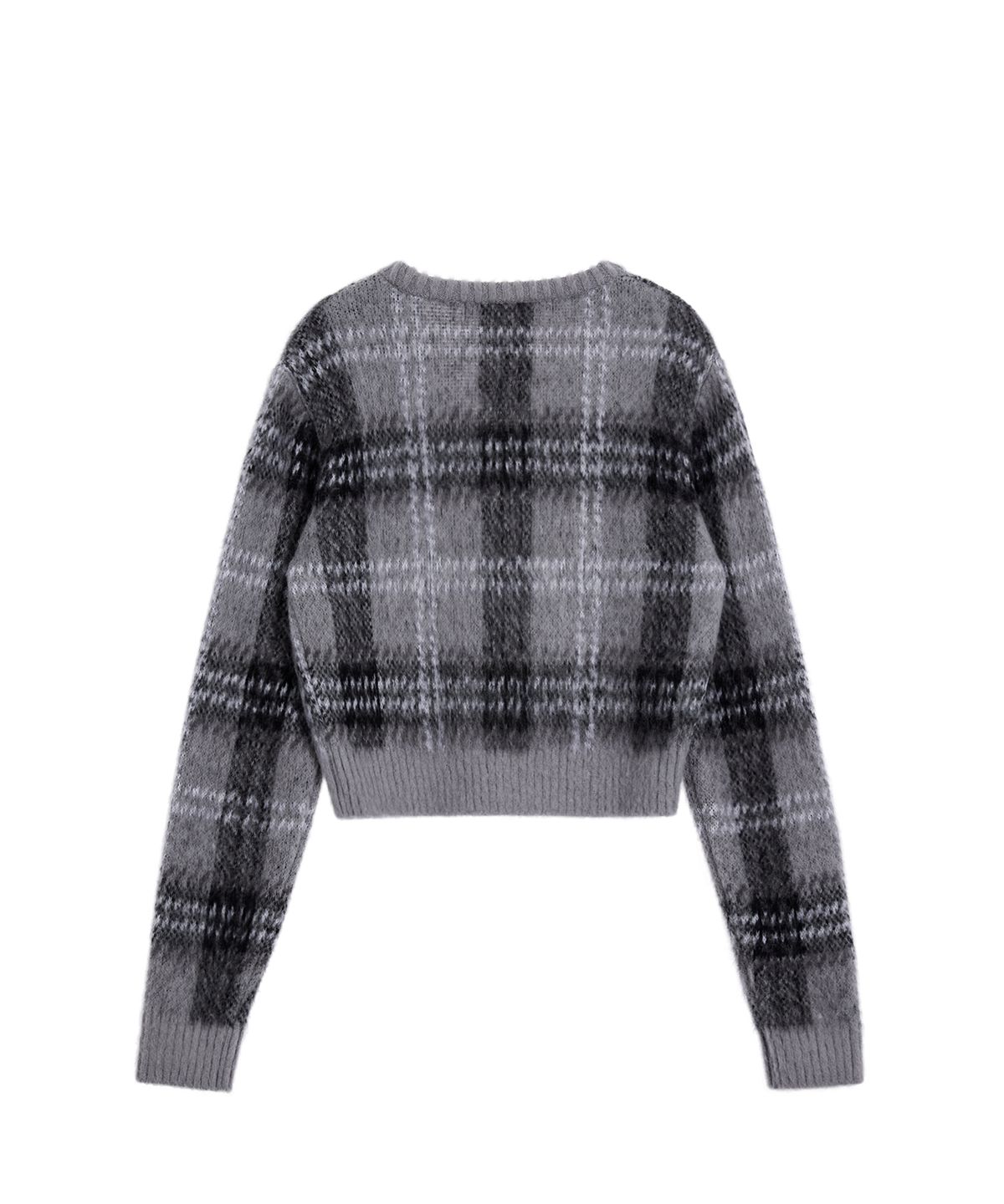 레스트앤레크레이션(REST&RECREATION) CHECK PATTERN HAIRY KNIT CARDIGAN - GREY
