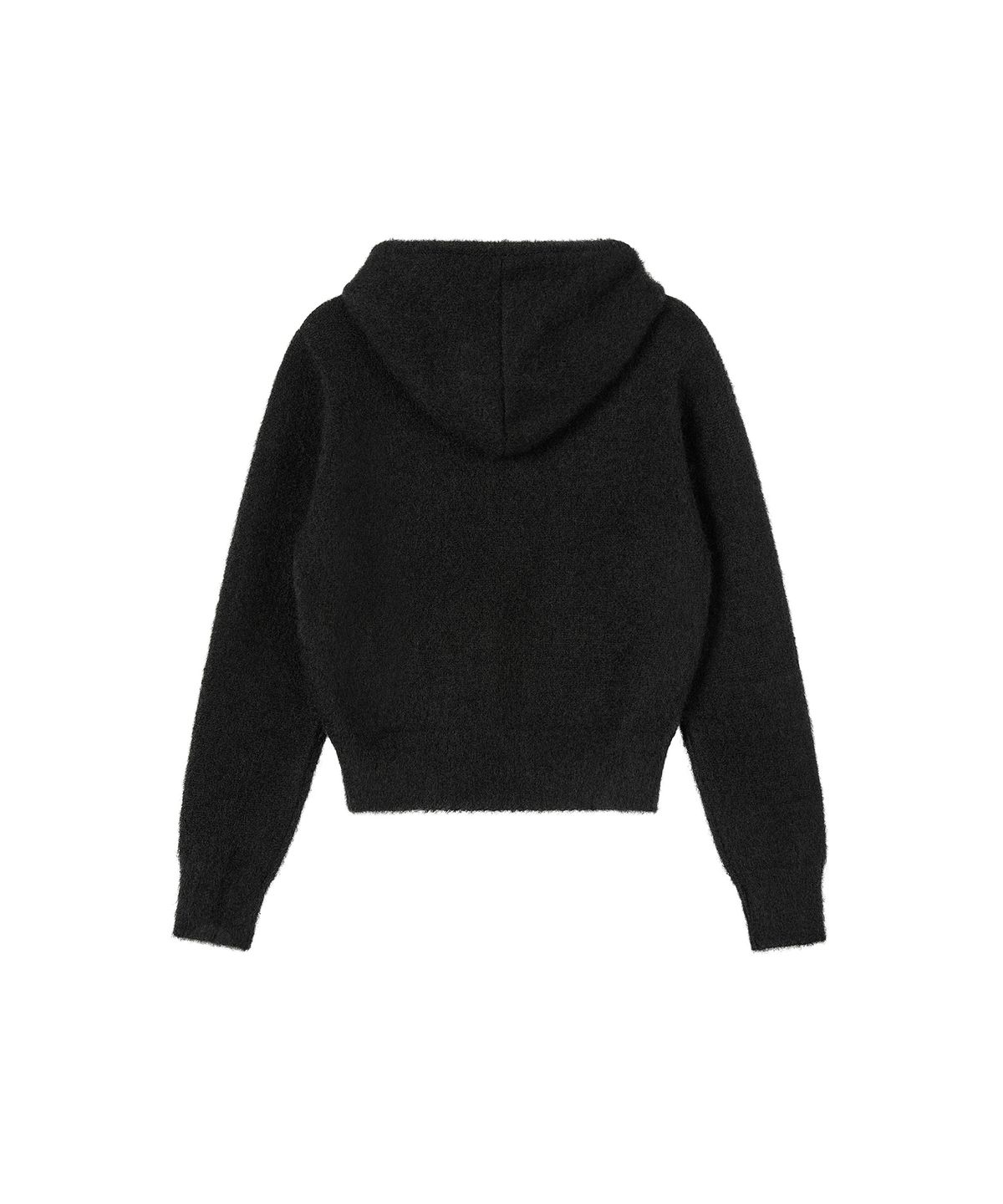 레스트앤레크레이션(REST&RECREATION) HAIRY KNIT HOOD ZIP-UP - BLACK